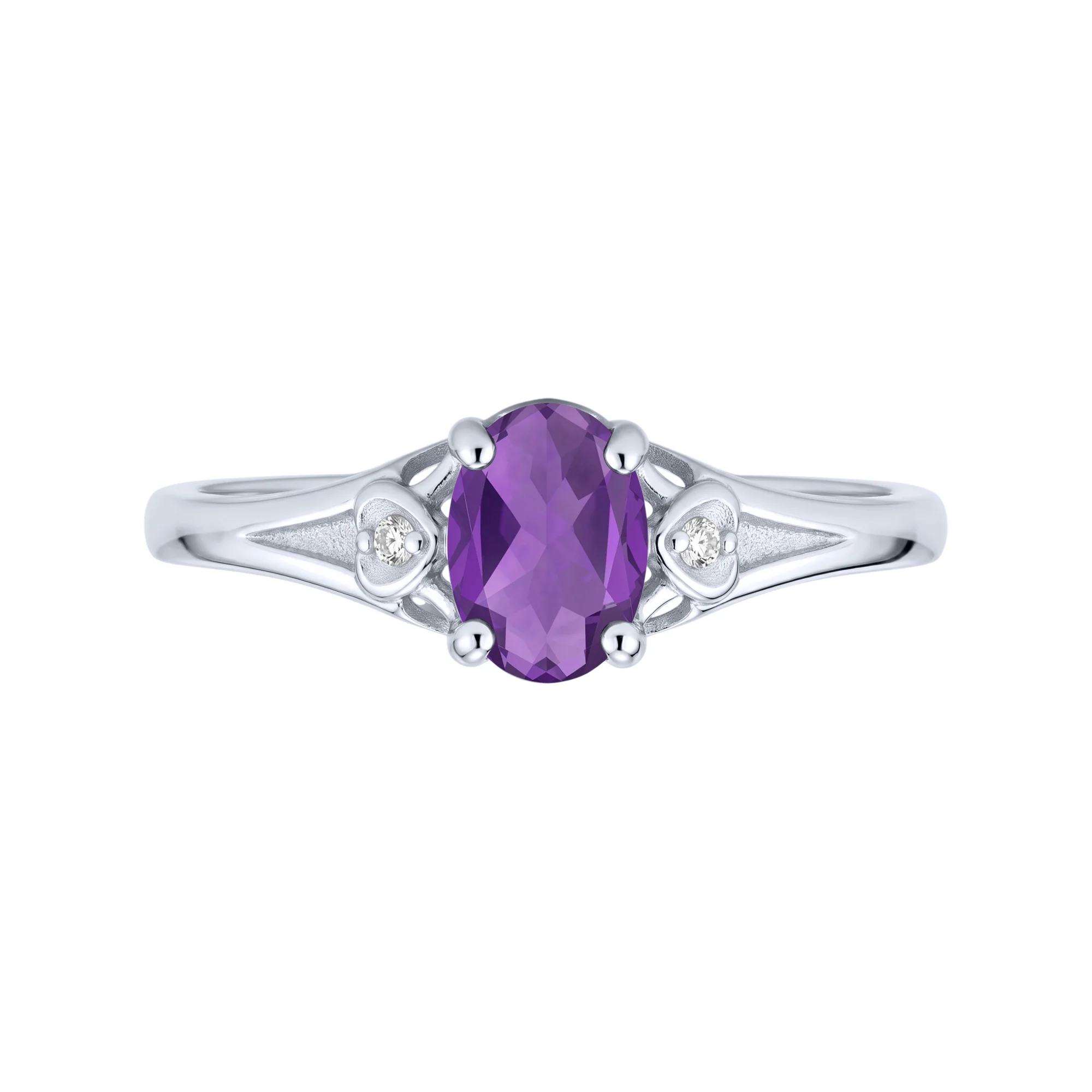 Кольцо из серебра с аметистом и фианитами - 2299295 - 2