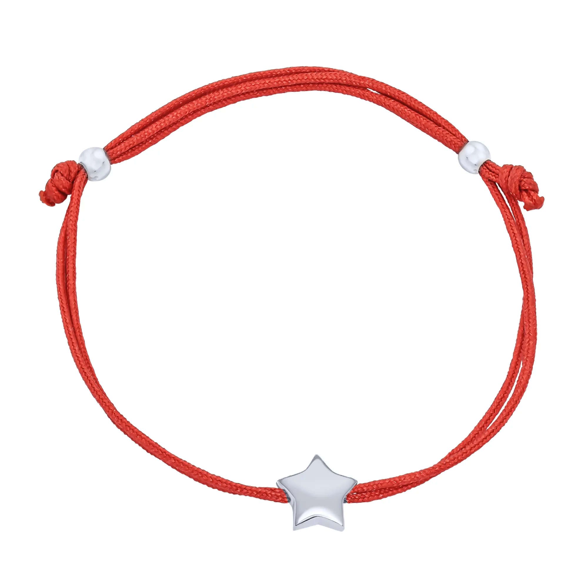 Браслет из красного шелка с серебром "Звезда" - 1624709 – изображение 1