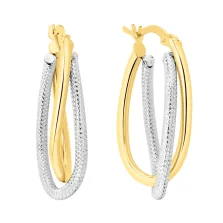 Сережки-кільця з комбінованого золота - 1503269