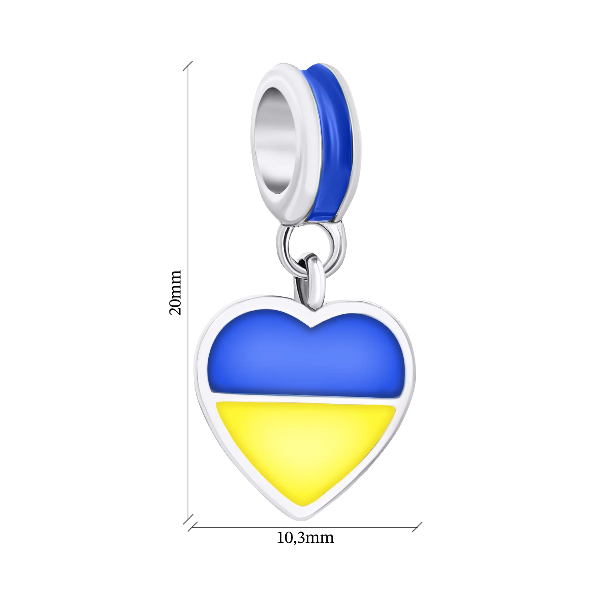 Серебряная подвеска "Украина в Сердце" с эмалью - 1549031 – изображение 2