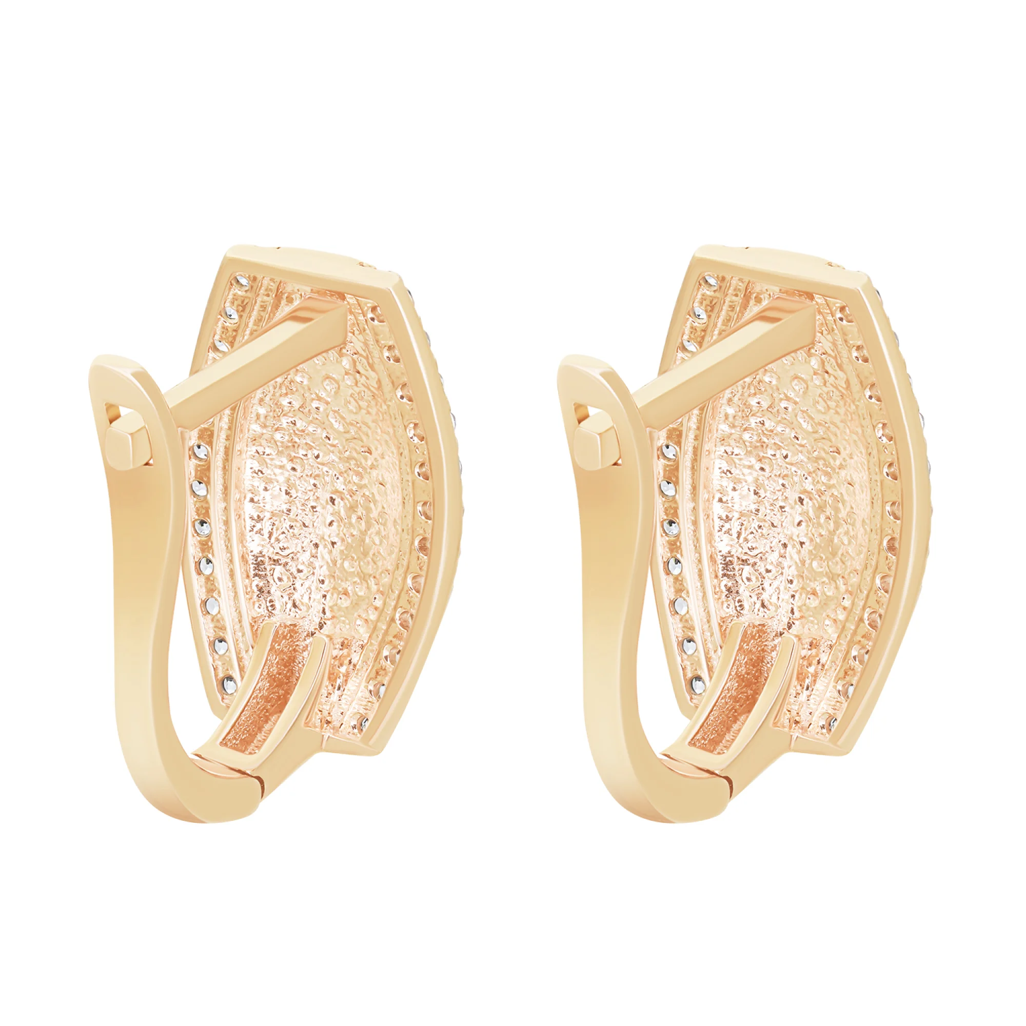 Сережки с дорожками фианитов из красного золота - 1559590 - 5
