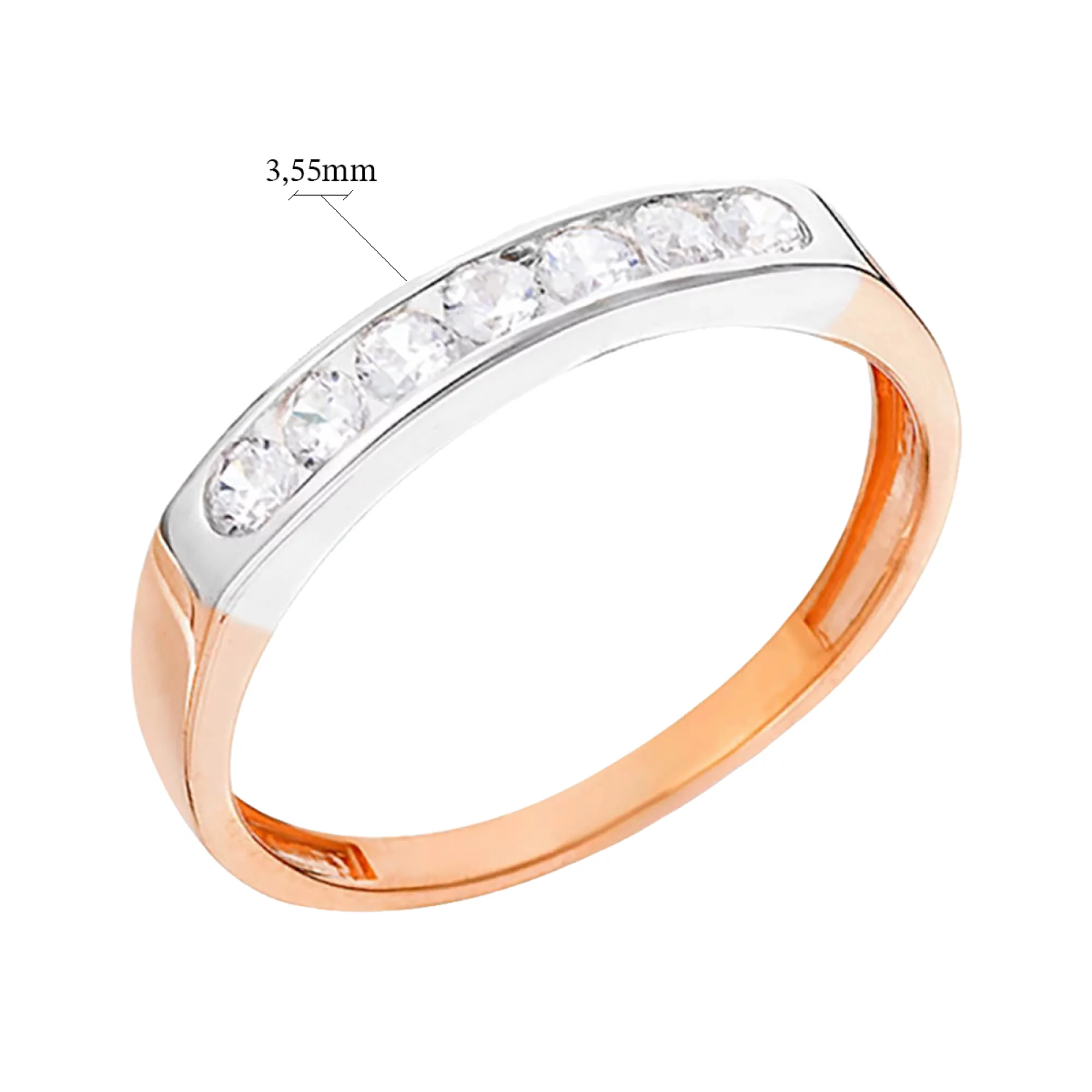 Золотое кольцо с фианитом - 585330 – изображение 2