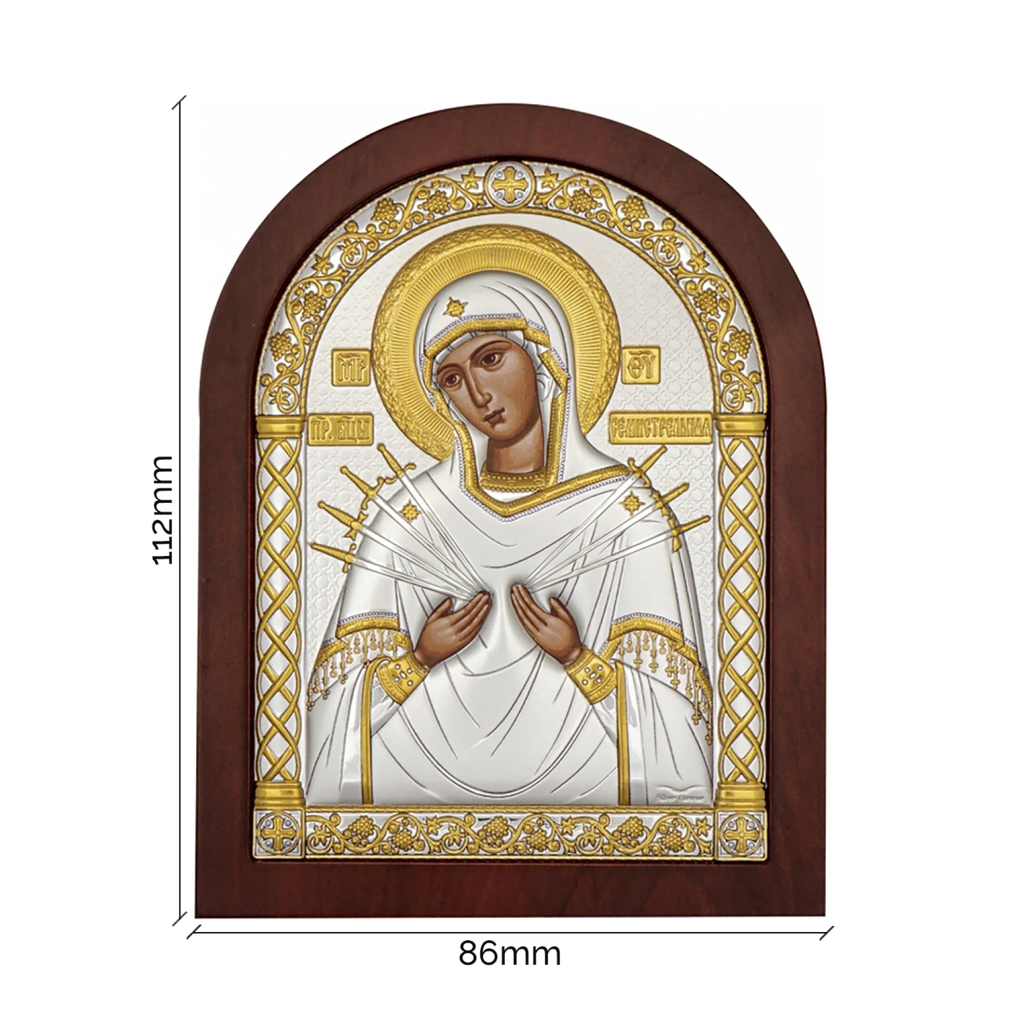 Ікона зі срібла "Божа Мати Семистрільна" - 1341435 - 2