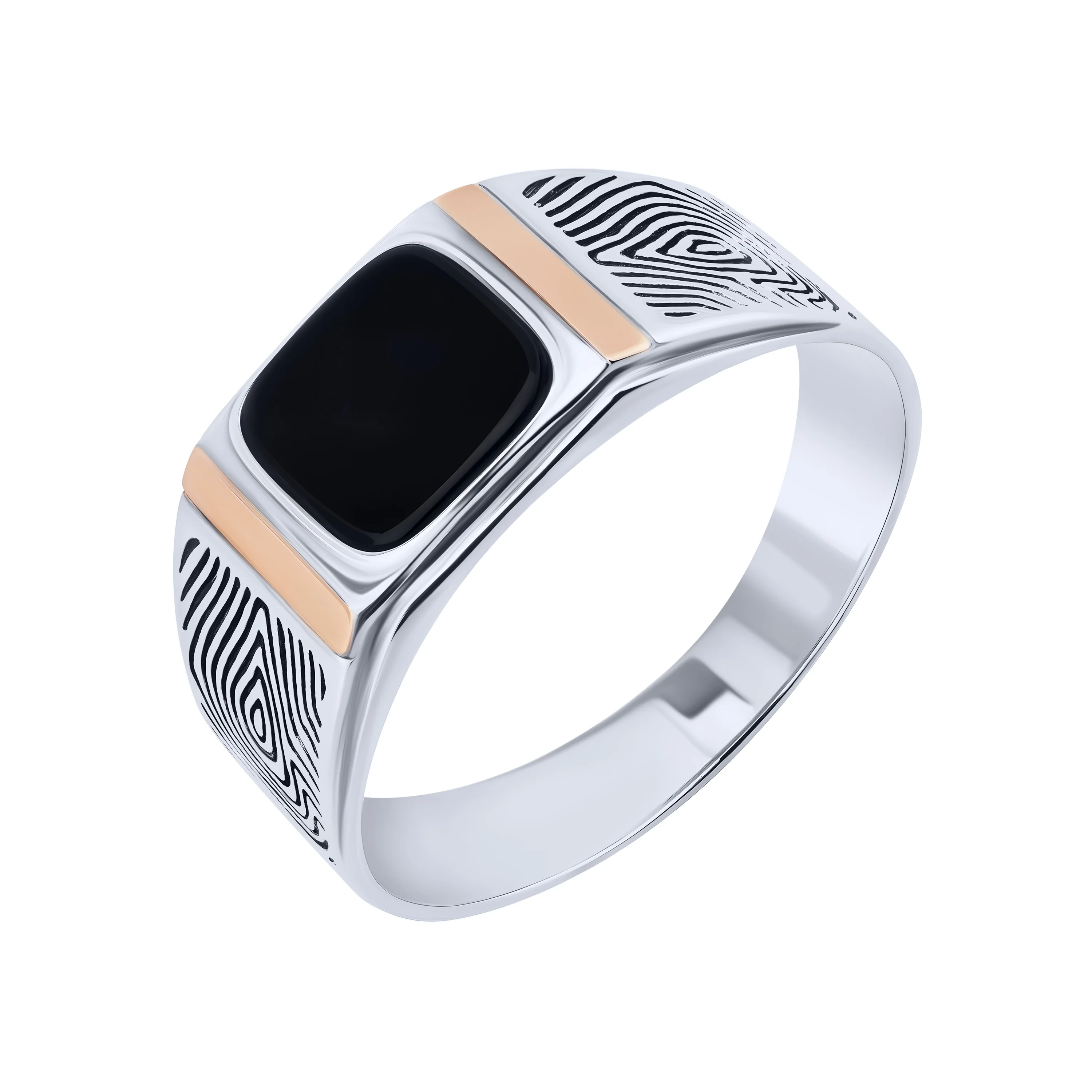 Чоловічі золоті каблучки з оніксом