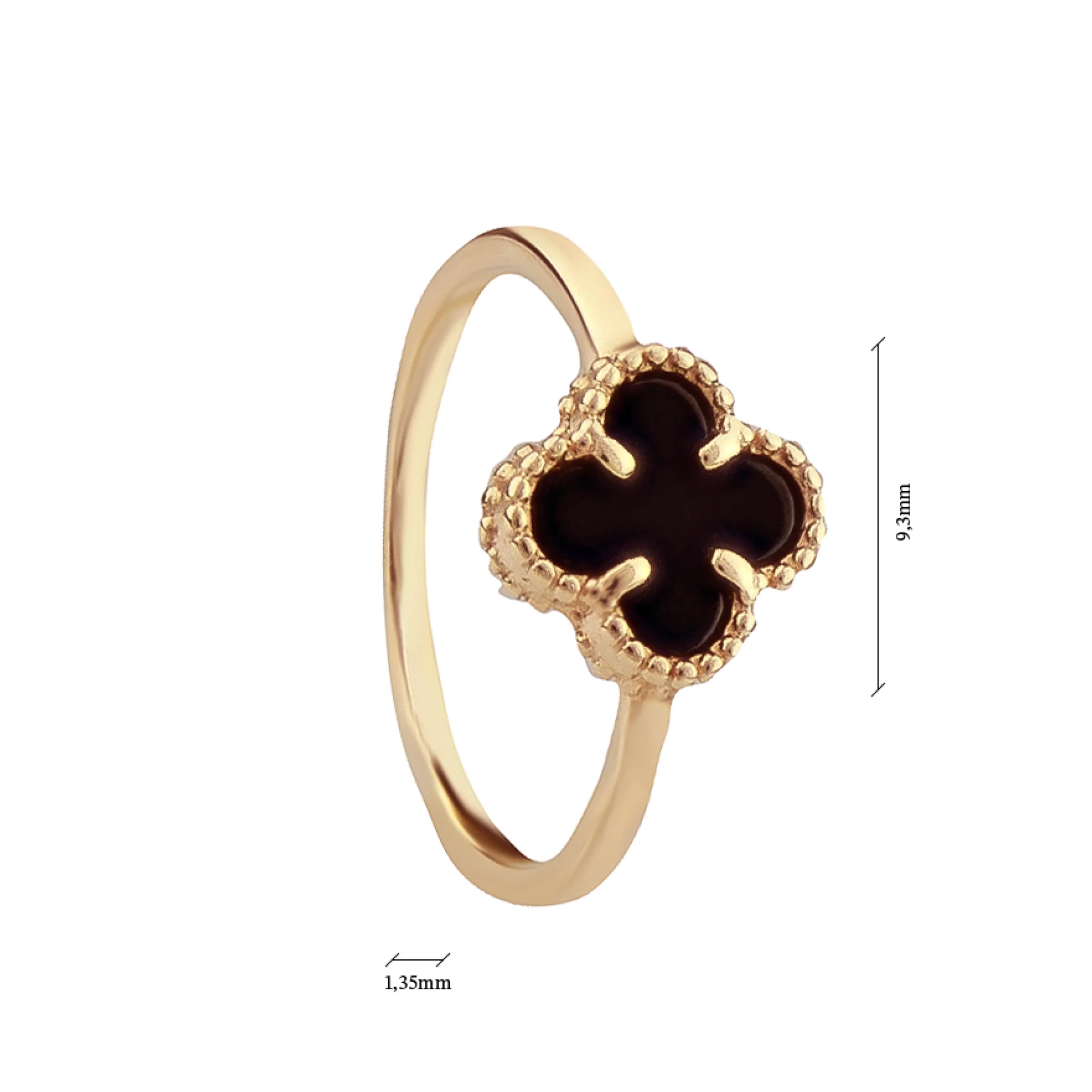 Золотое кольцо "Клевер" с агатом - 796972 – изображение 2