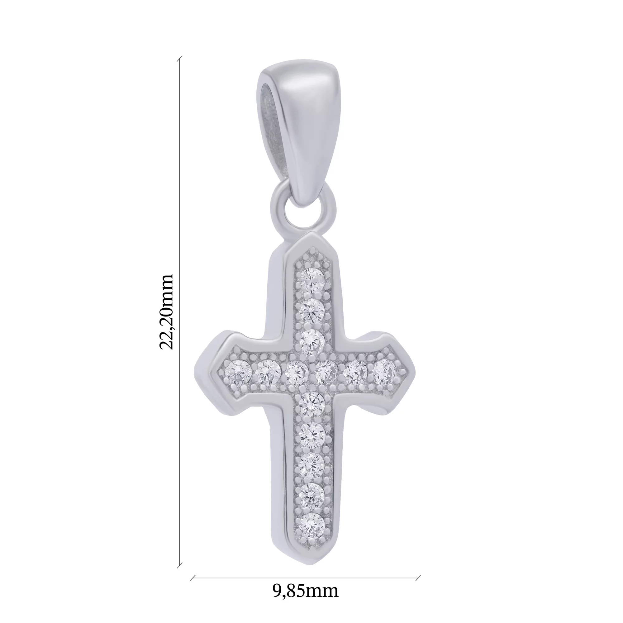 Крестик серебряный с дорожкой фианитов - 1684961 – изображение 2