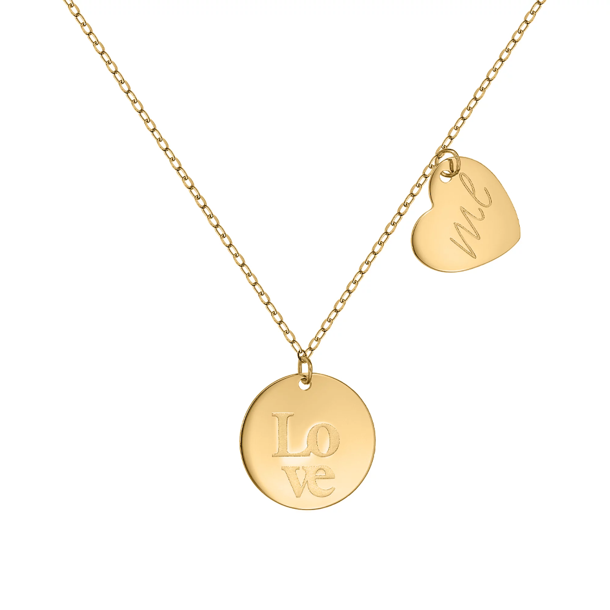 Ланцюжок золотий з підвіскою "Монета" і "Сердечко Love me" плетіння якірне - 1518486 – зображення 1