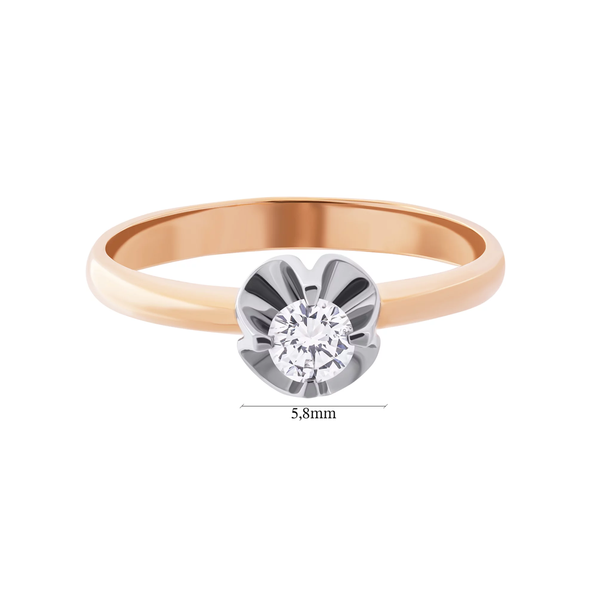 Золотое кольцо с бриллиантом - 502467 – изображение 3