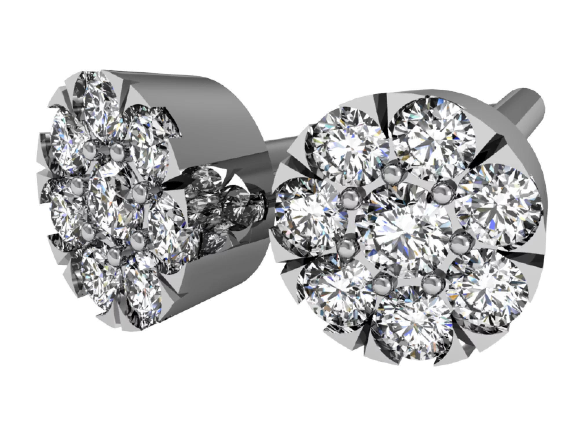 Сережки-гвоздики з білого золота з діамантами - 860484 – зображення 1