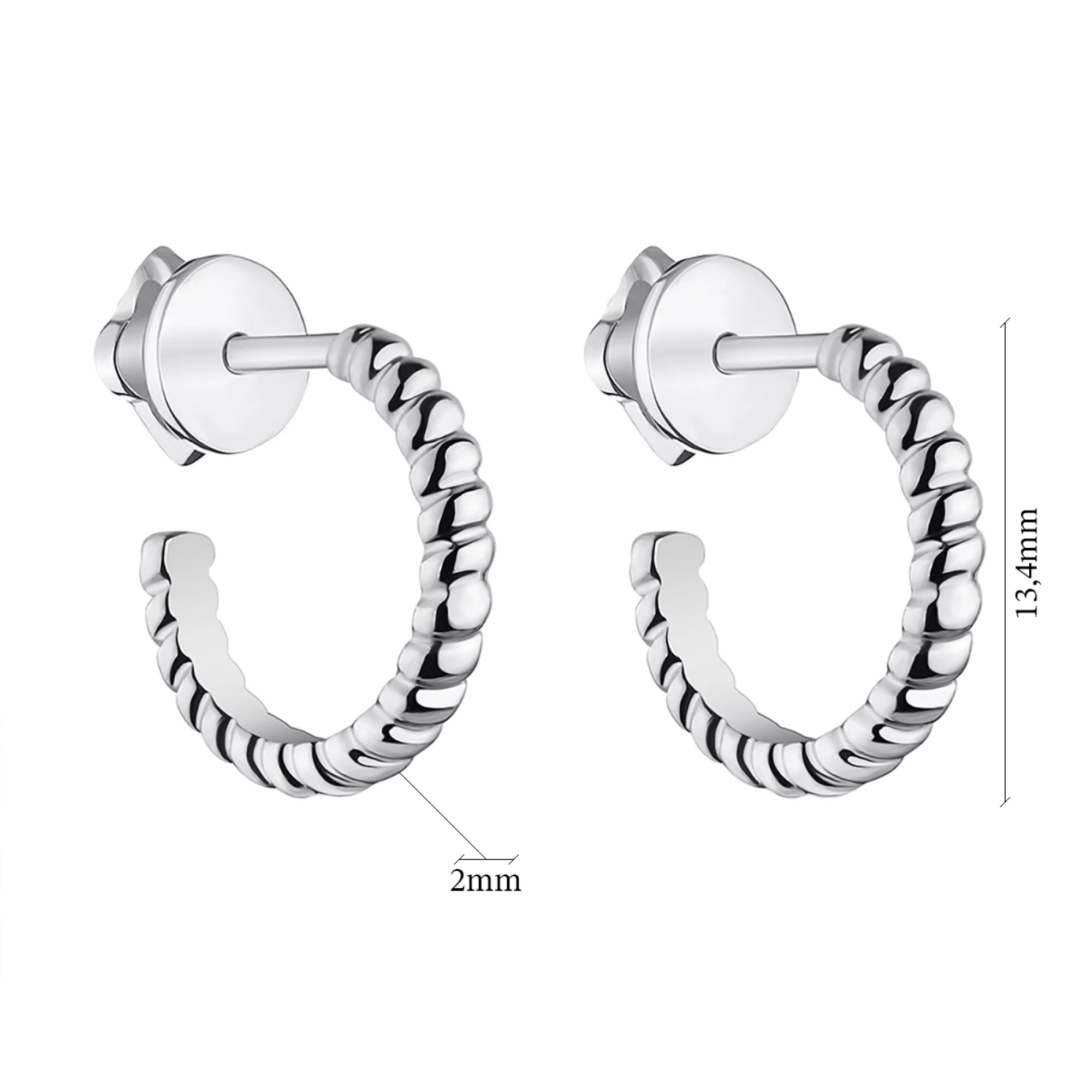Срібні сережки-гвоздики з "Геометрією" - 969406 – зображення 2