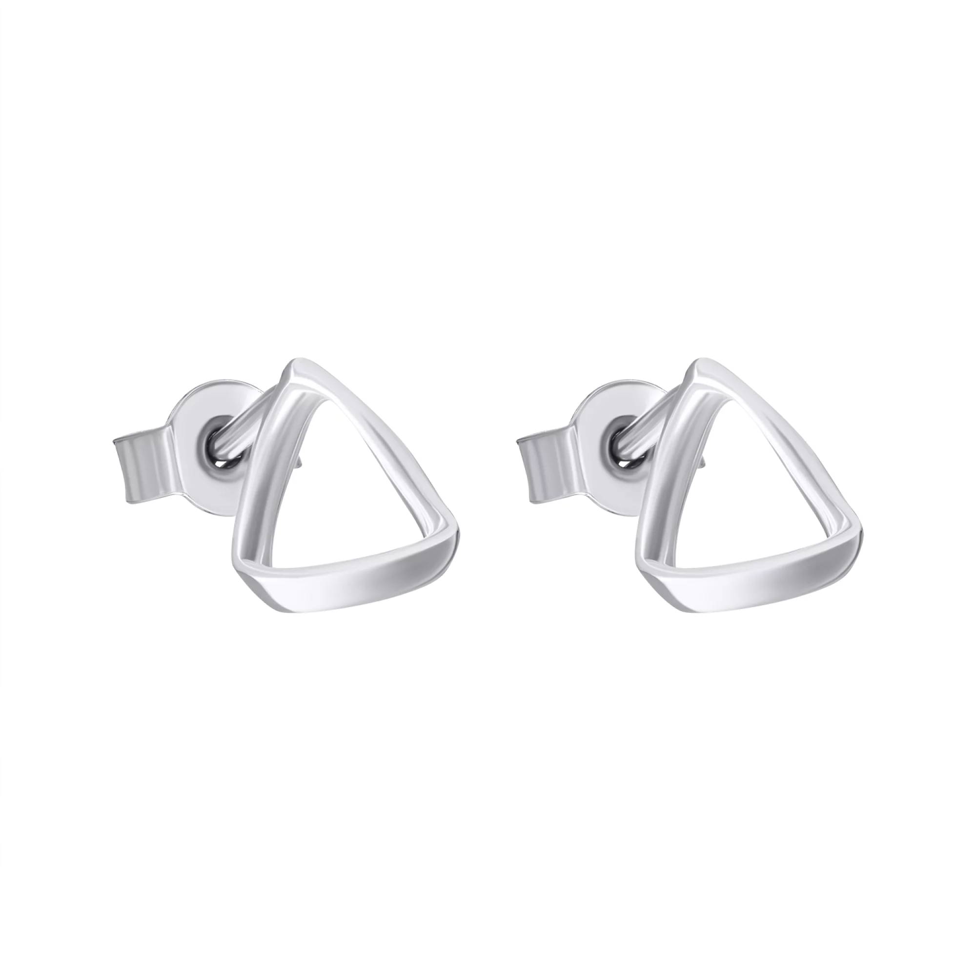 Сережки-гвоздики из серебра треугольной формы - 1501305 – изображение 1