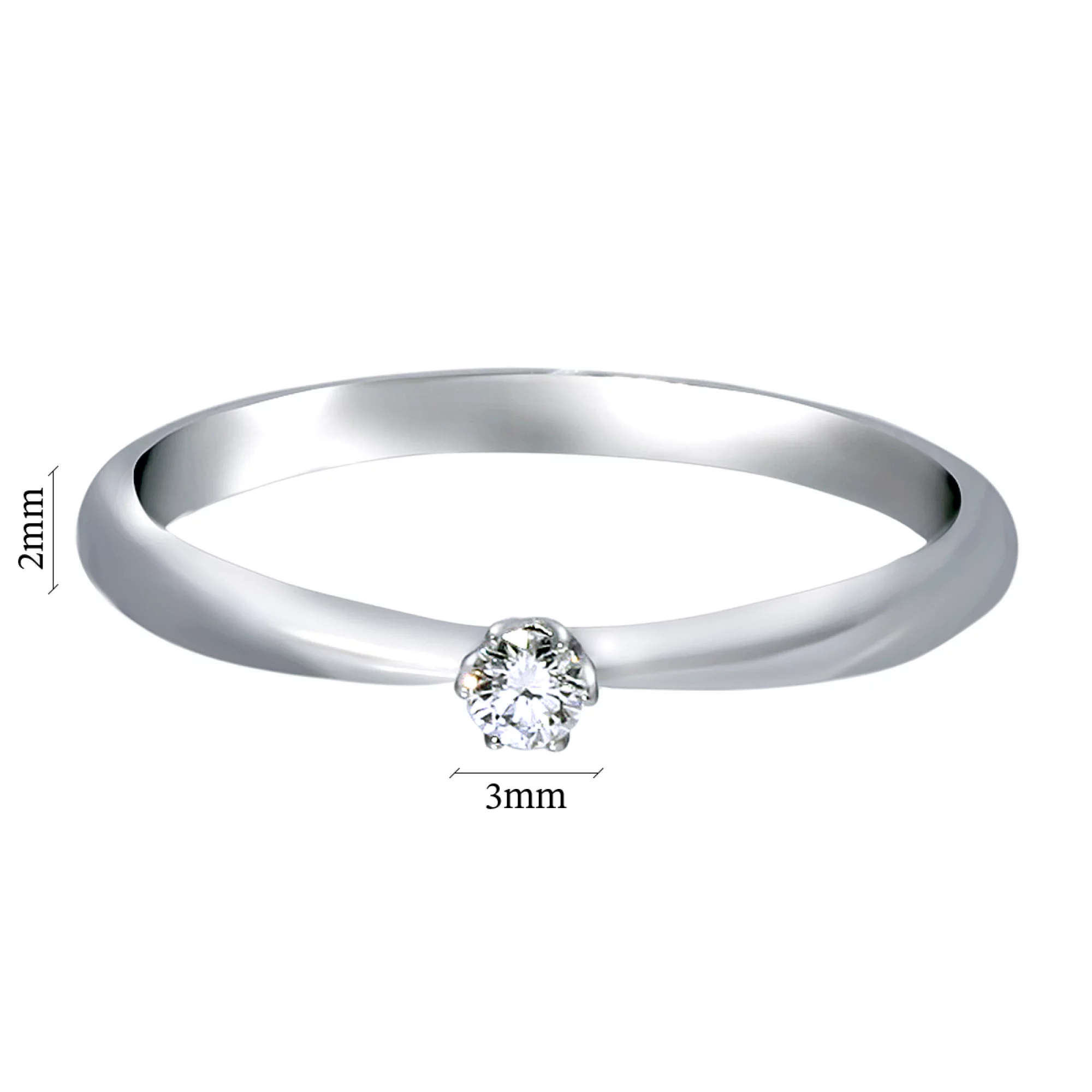 Каблучка для заручин з білого золота з діамантом - 970684 – зображення 3