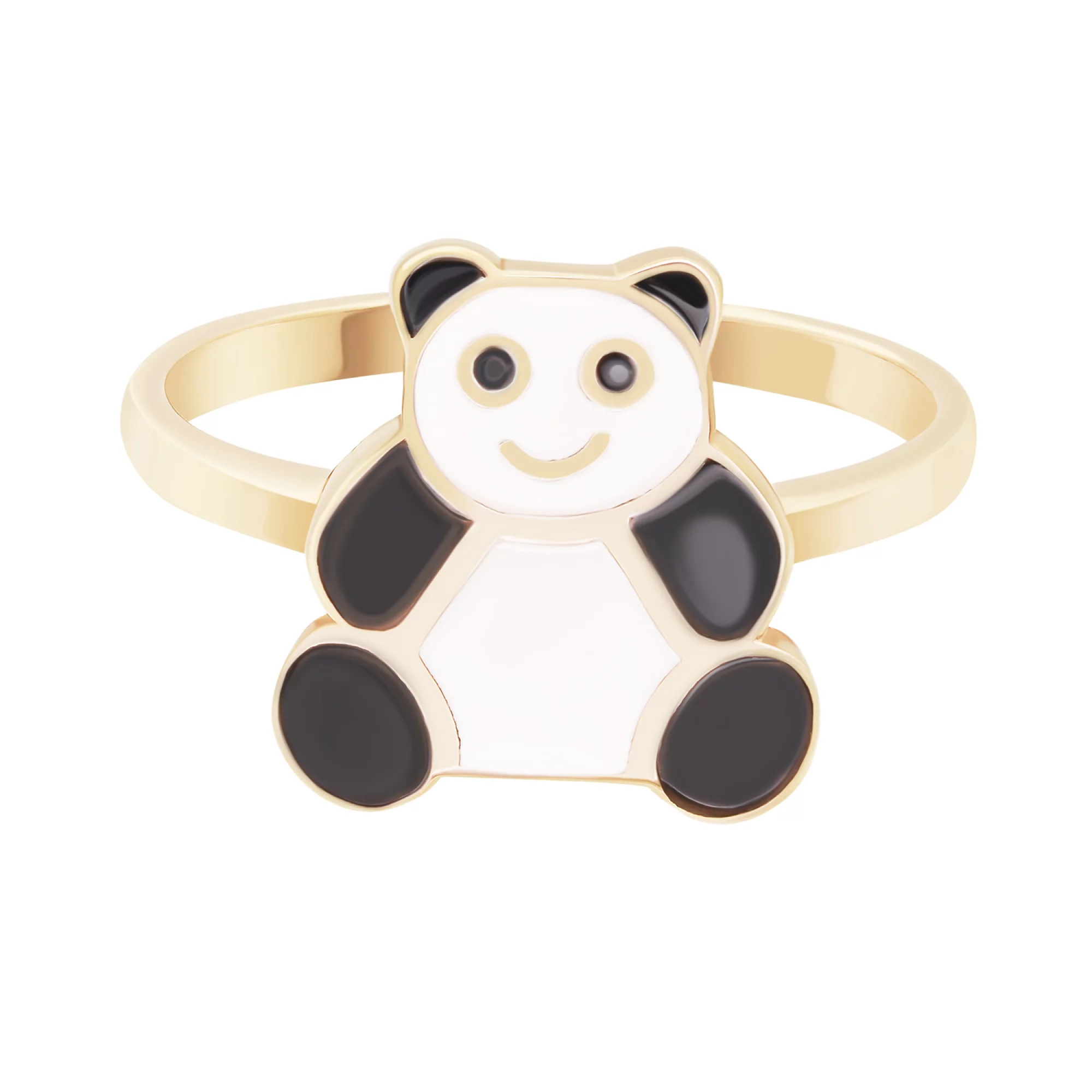 Кольцо в красном золоте "Панда" с эмалью - 1717017 – изображение 2