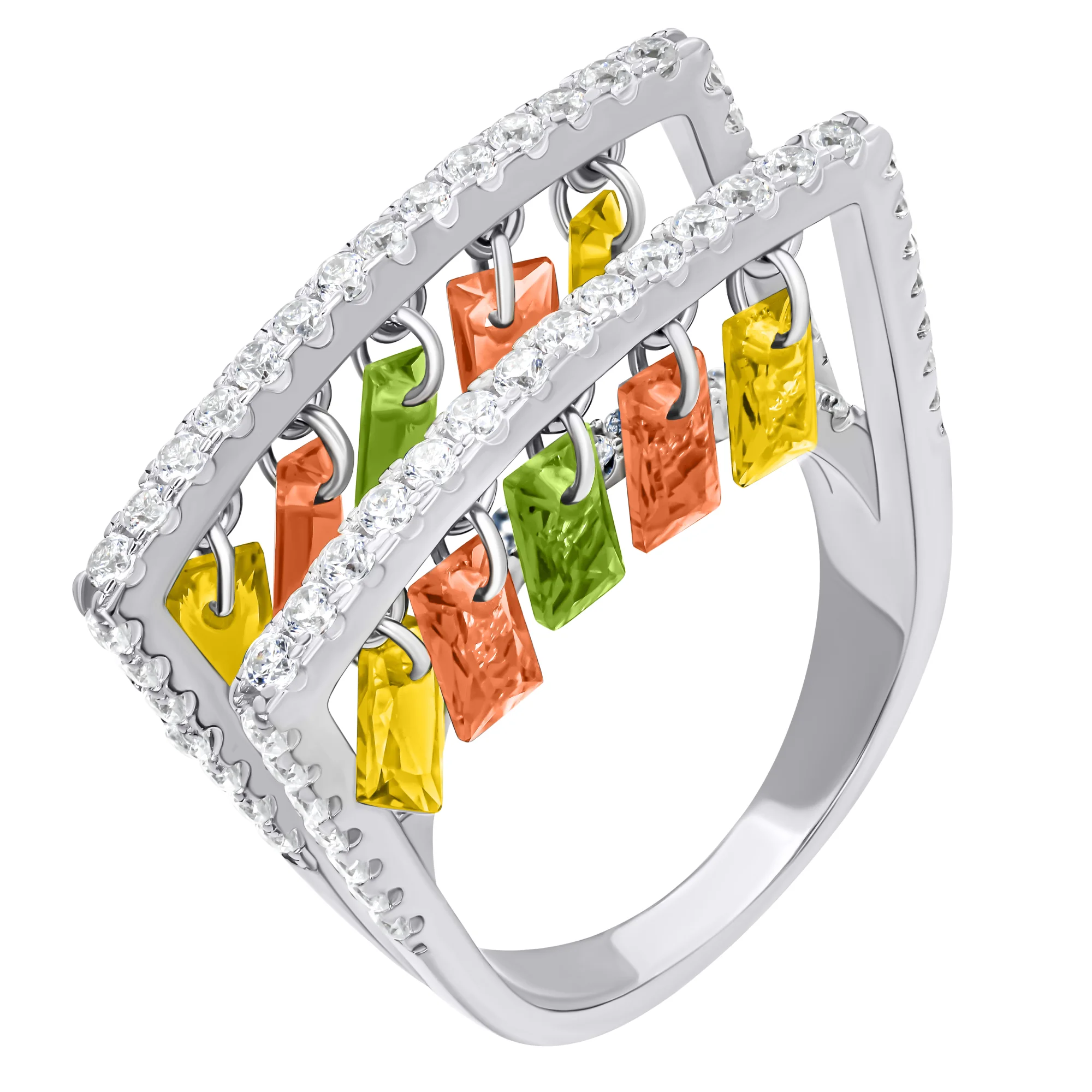 Кольцо серебряное с фианитами - 907581 - 3