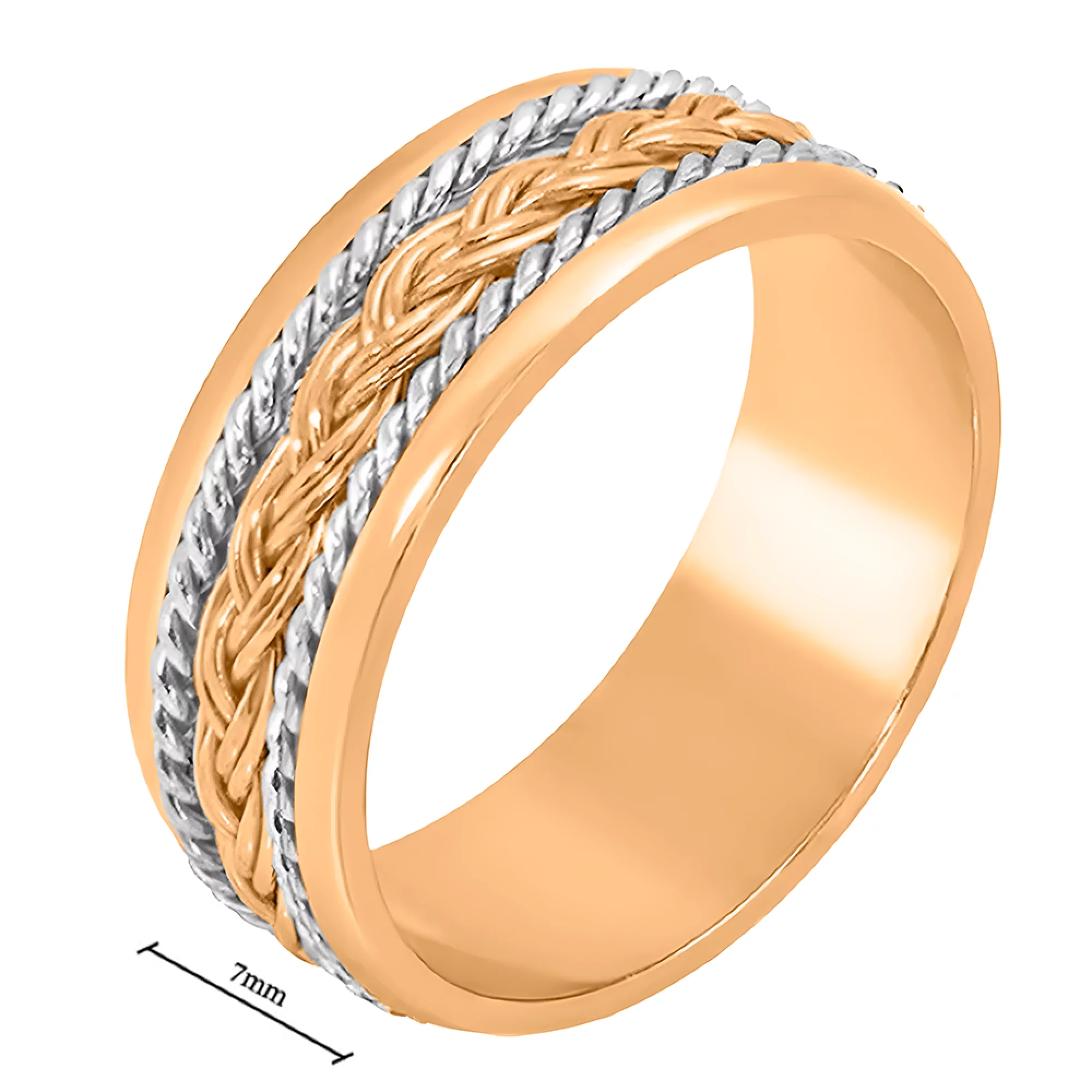 Обручальное кольцо комбинированное классическое - 521162 – изображение 2