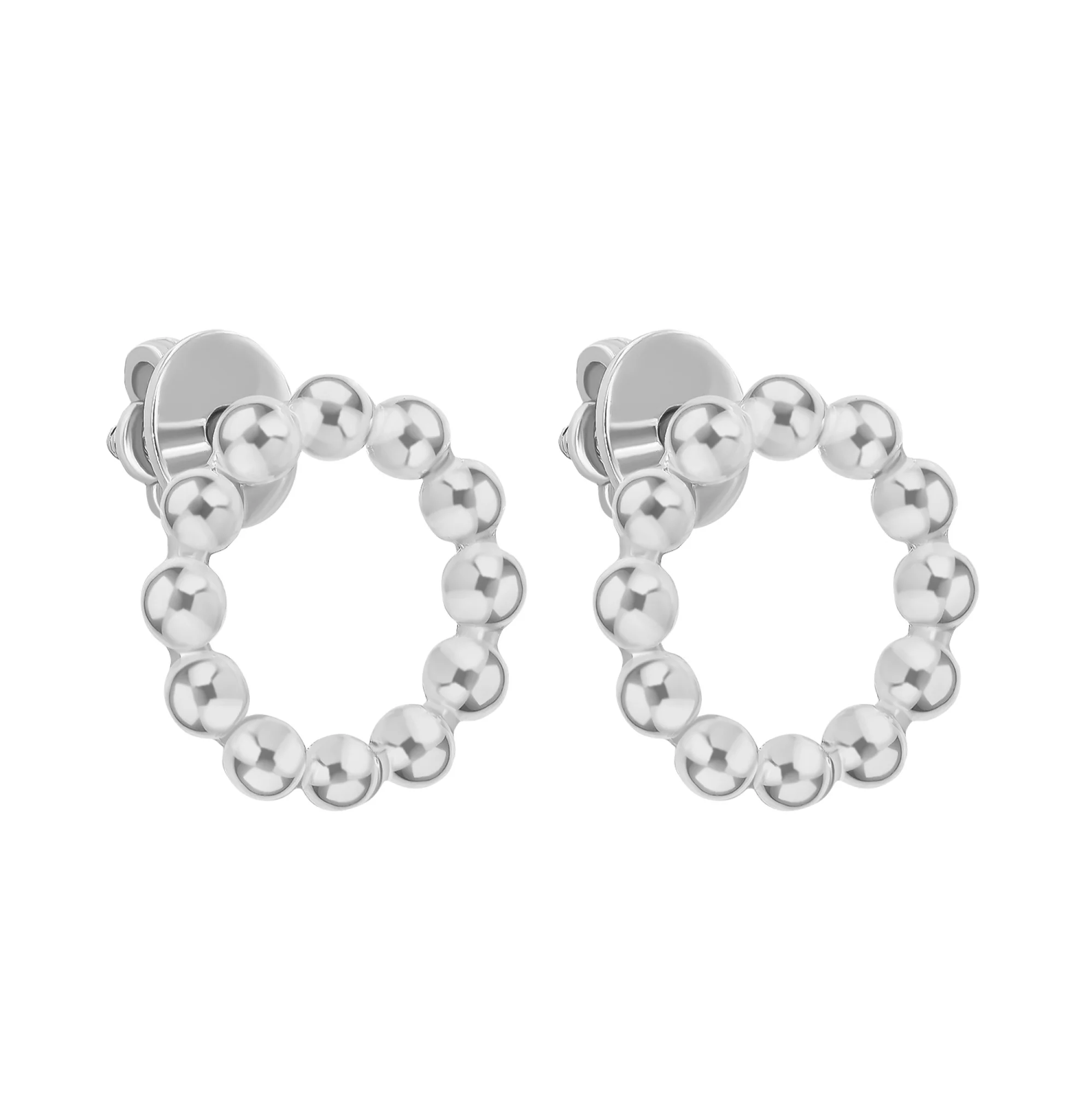 Серебрянные сережки-гвоздики из шариков - 1508776 – изображение 1