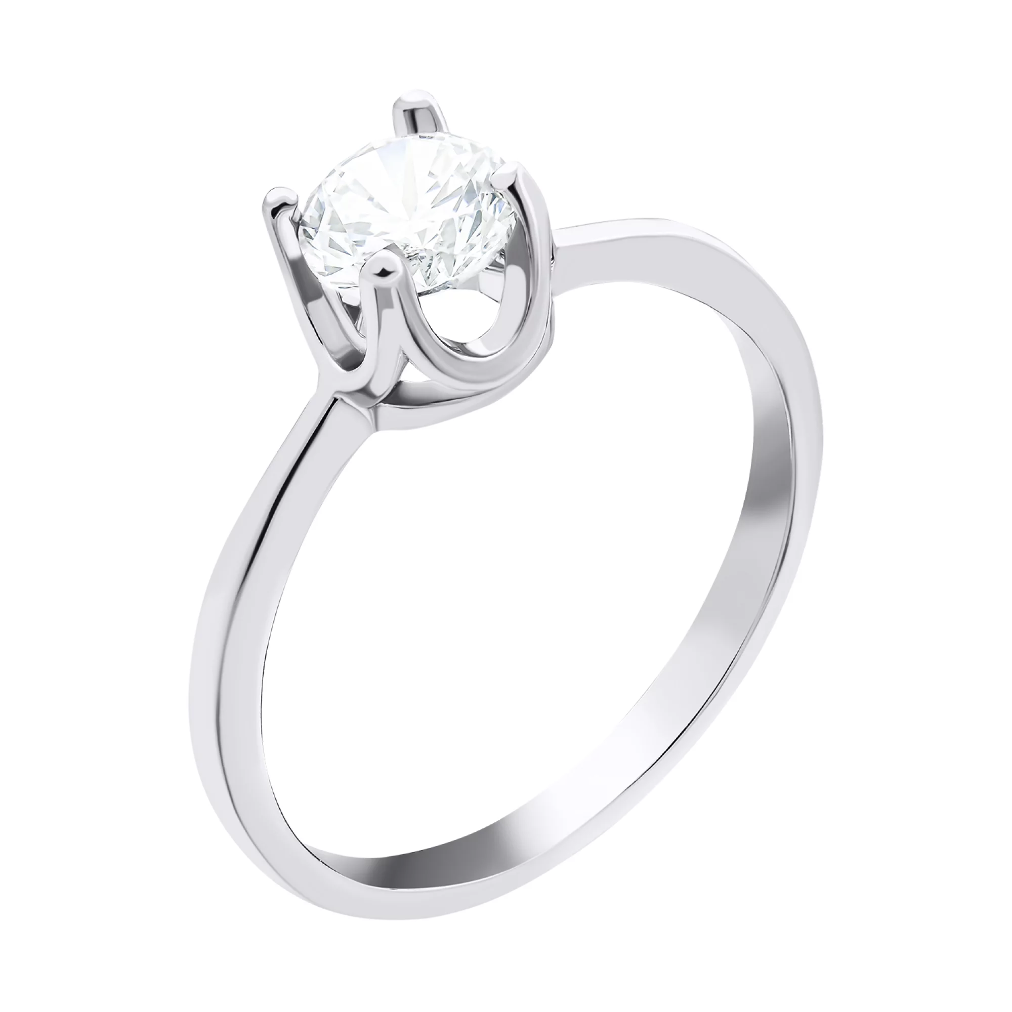 Классическое помолвочное кольцо из серебра с фианитом - 1520495 – изображение 1