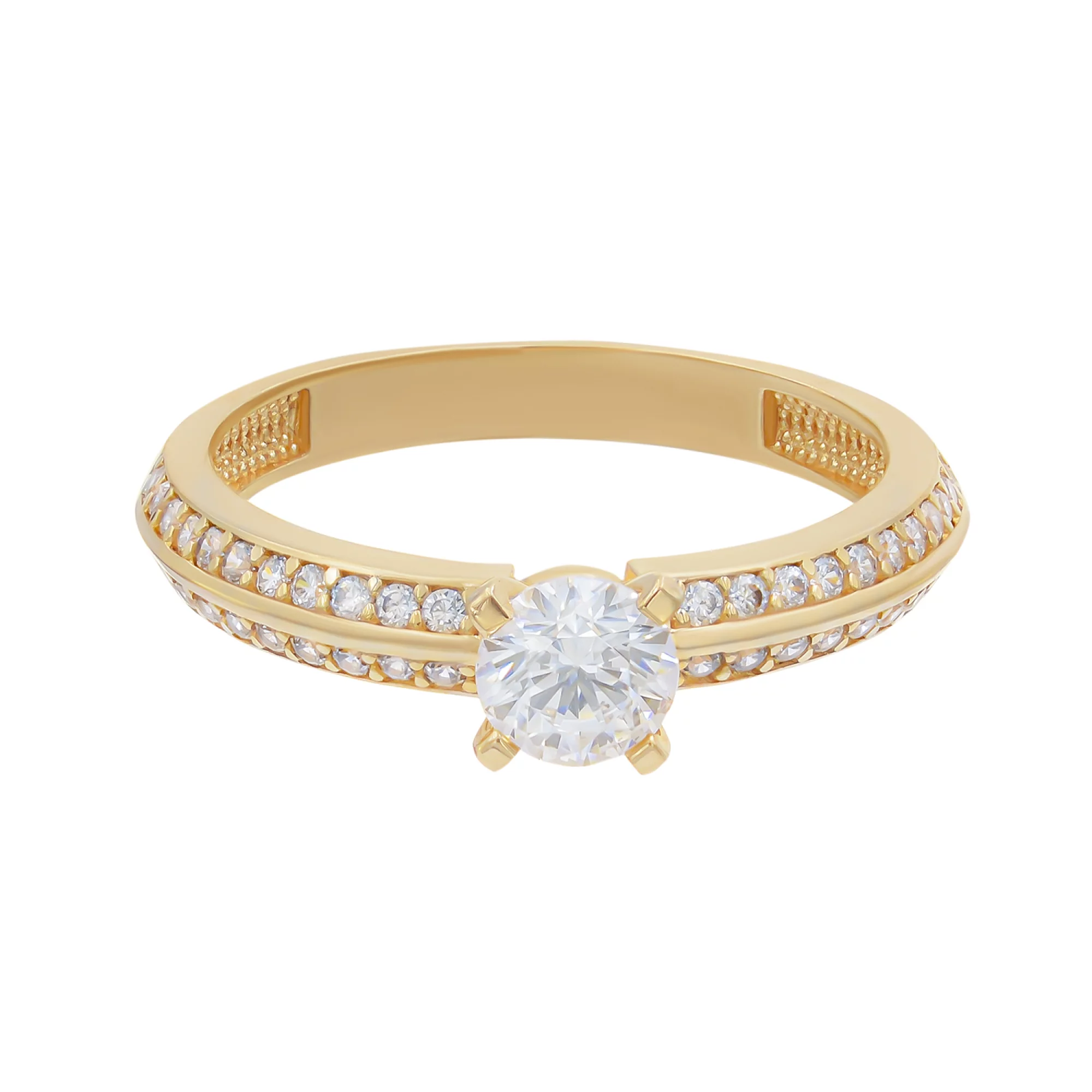 Золотое кольцо с фианитом - 538764 – изображение 2