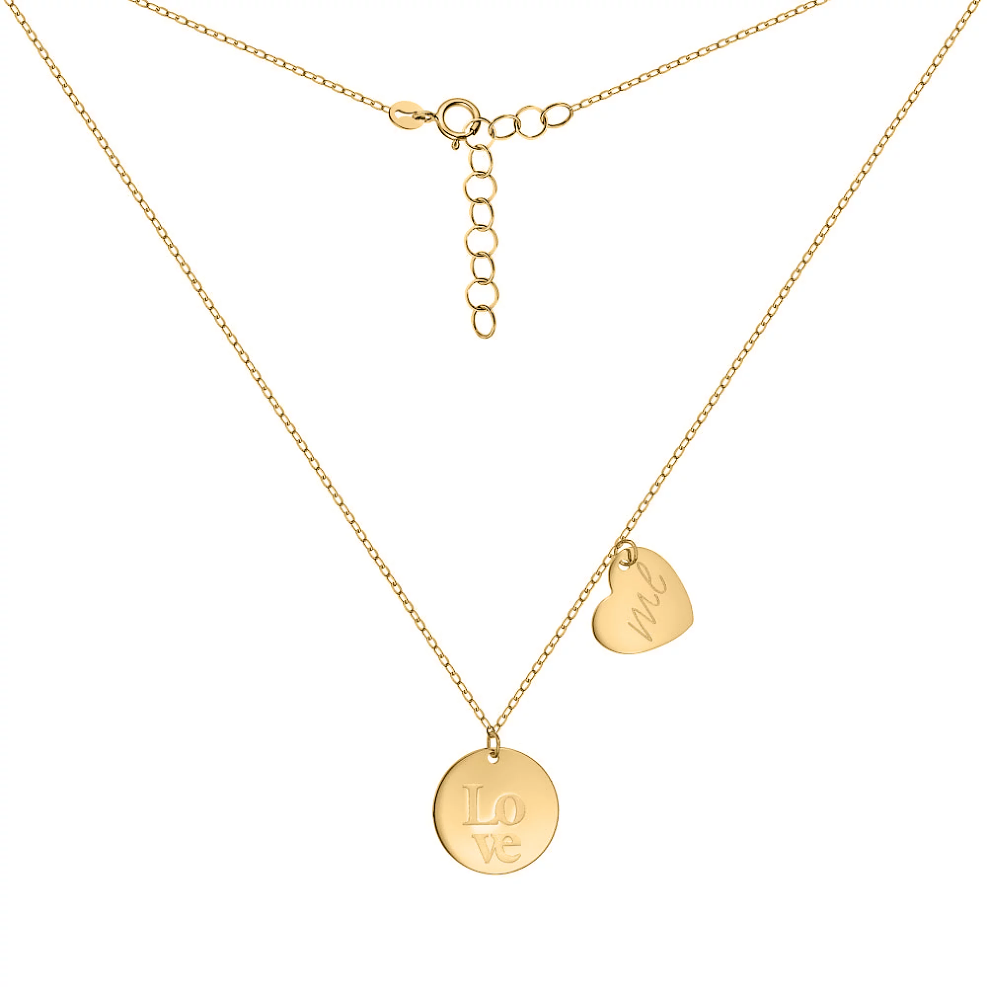 Цепочка золотая с подвеской "Монета" и "Сердечко Love me" плетение якорное - 1518486 – изображение 2