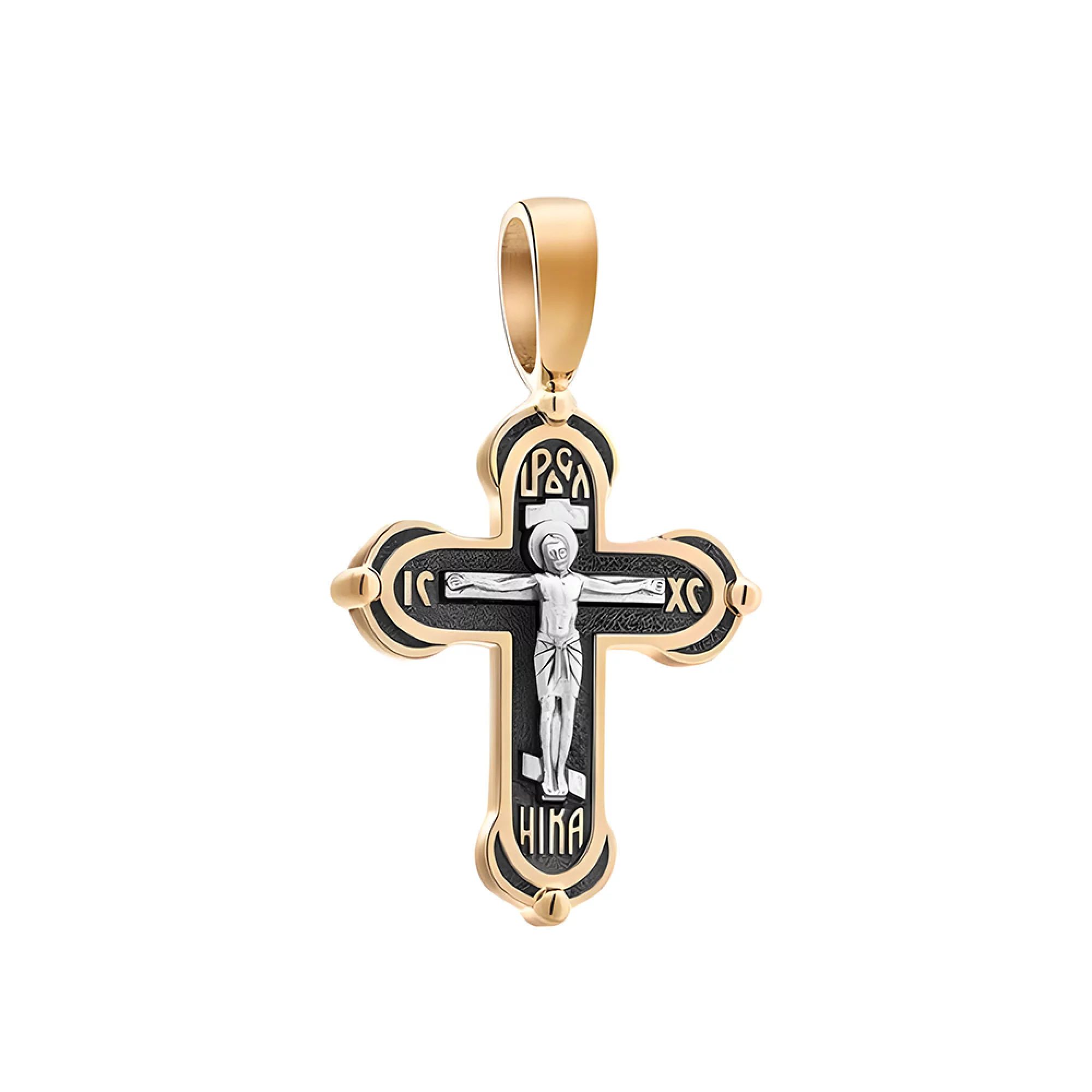 Крестик золотой с чернением - 375504 – изображение 1