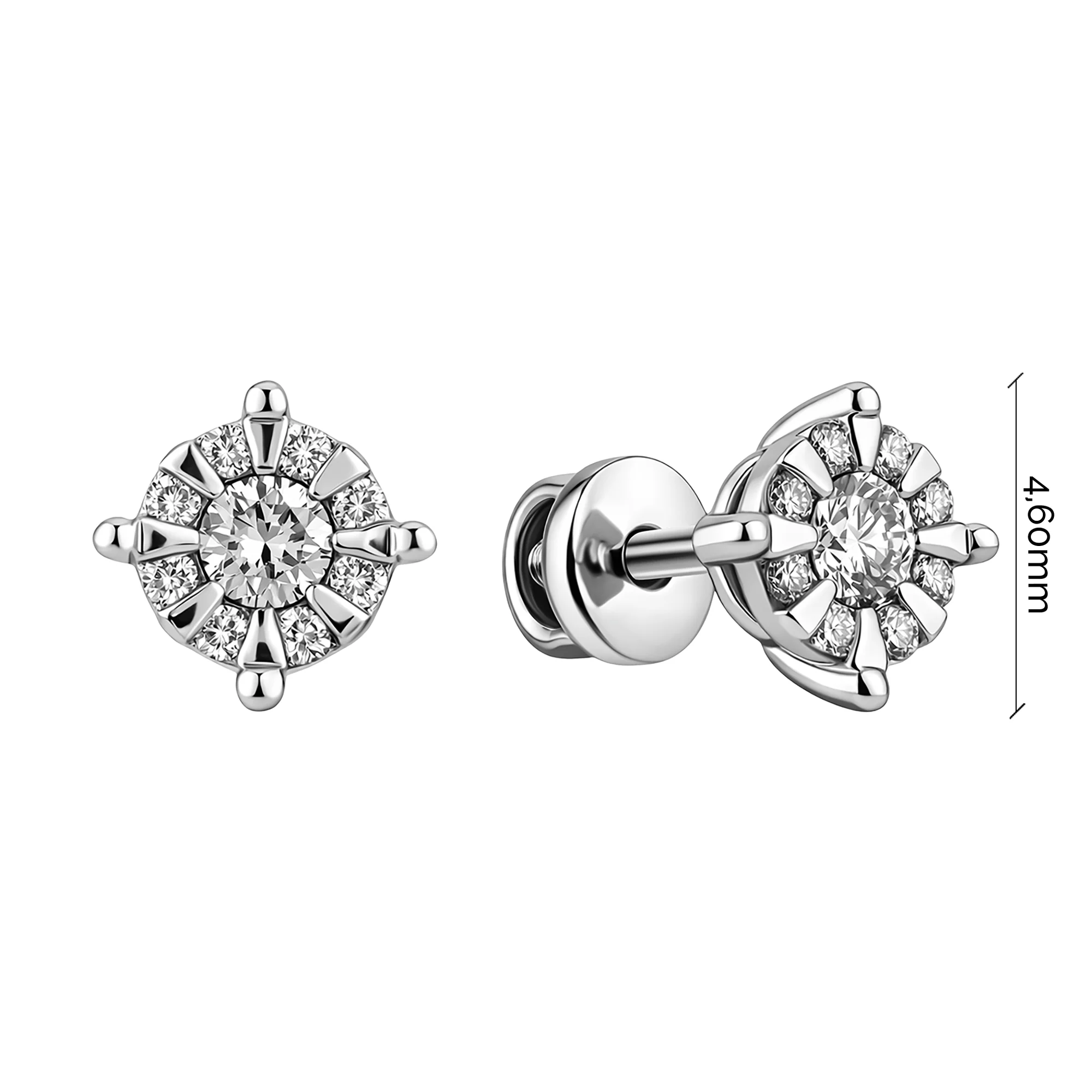 Сережки-пусети з білого золота з діамантами  - 2251230 - 2
