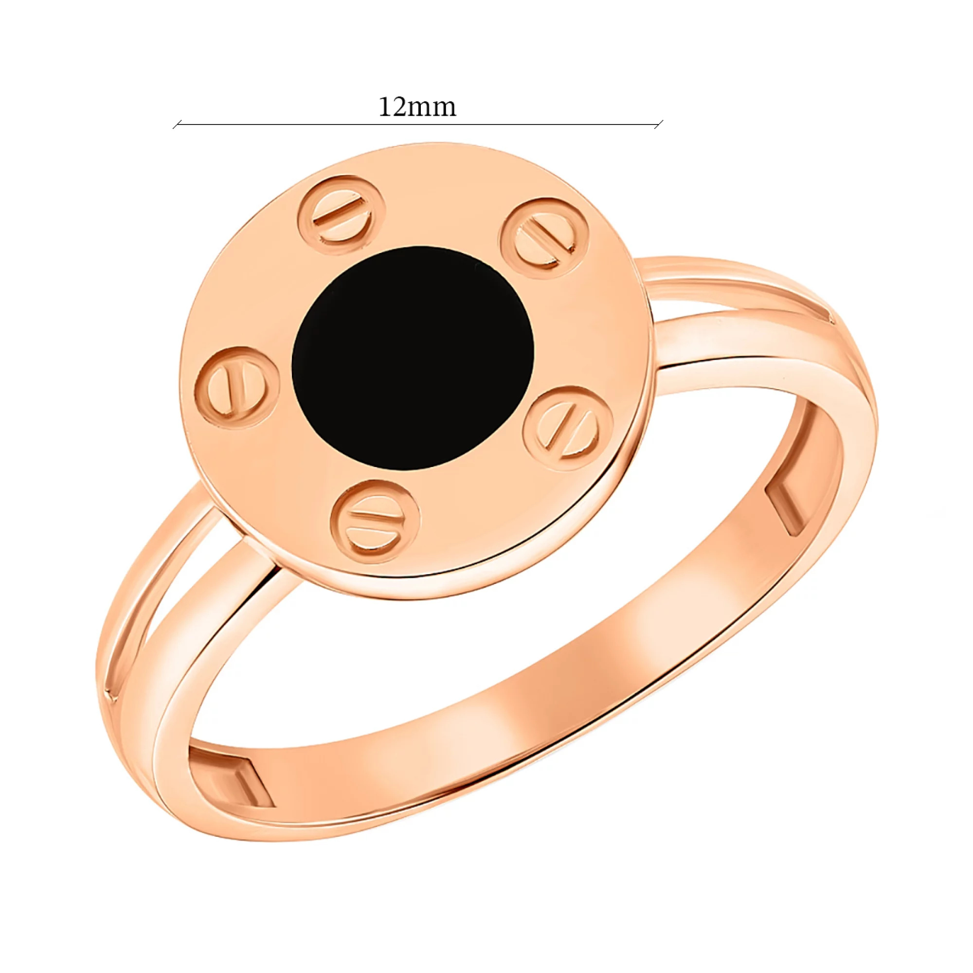 Кольцо "Love" из красного золота с эмалью - 1095005 – изображение 2