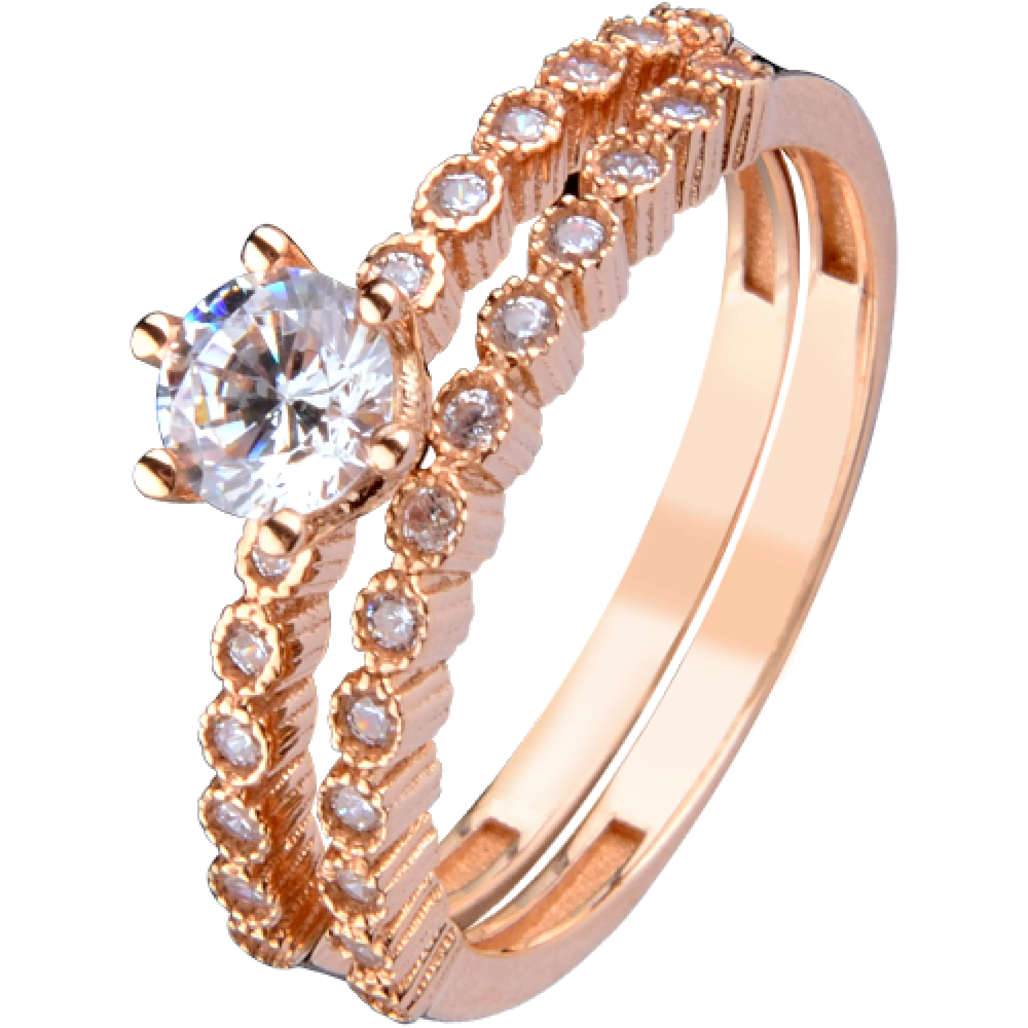 Золотое кольцо с фианитом - 512116 – изображение 1
