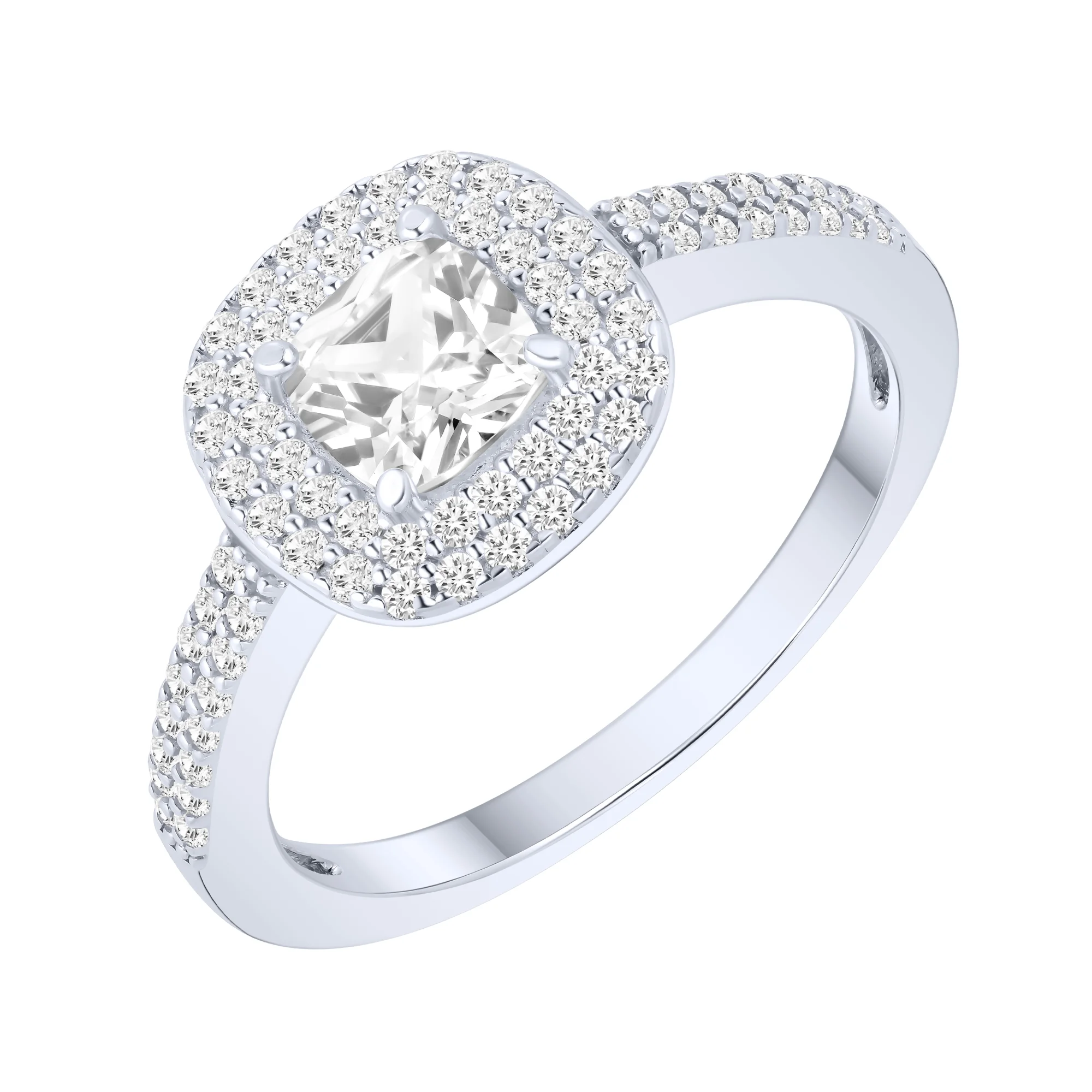 Серебряное кольцо "Геометрия" с фианитами - 2284785 - 1