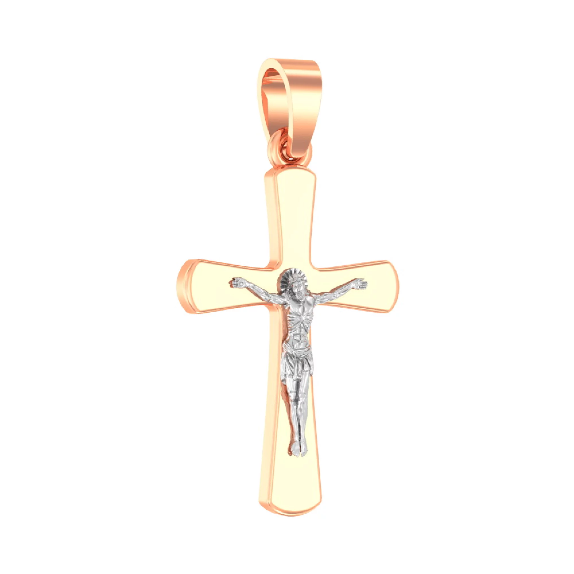 Хрестик з комбінованого золота - 963804 – зображення 1