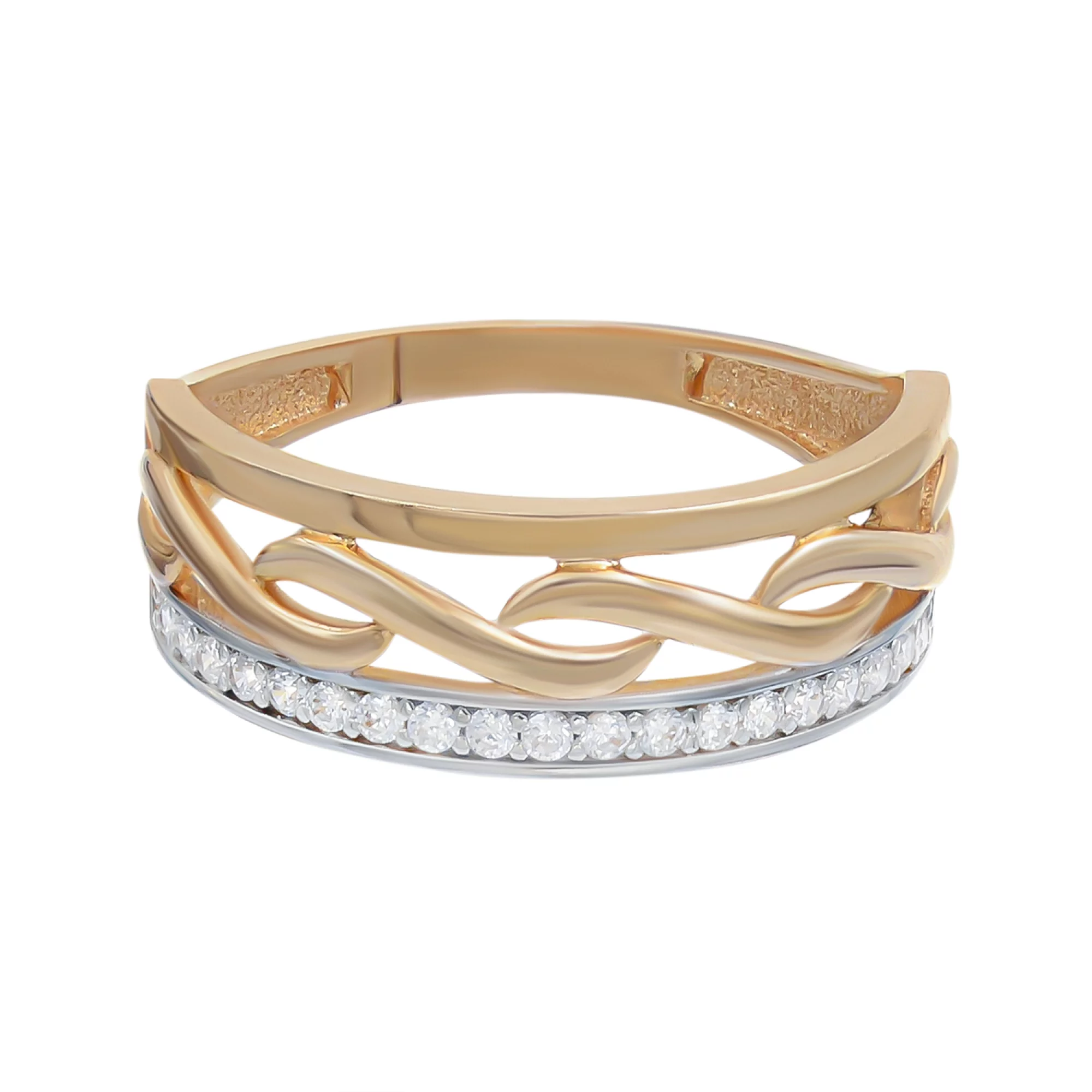 Золотое кольцо с фианитом - 521633 – изображение 2