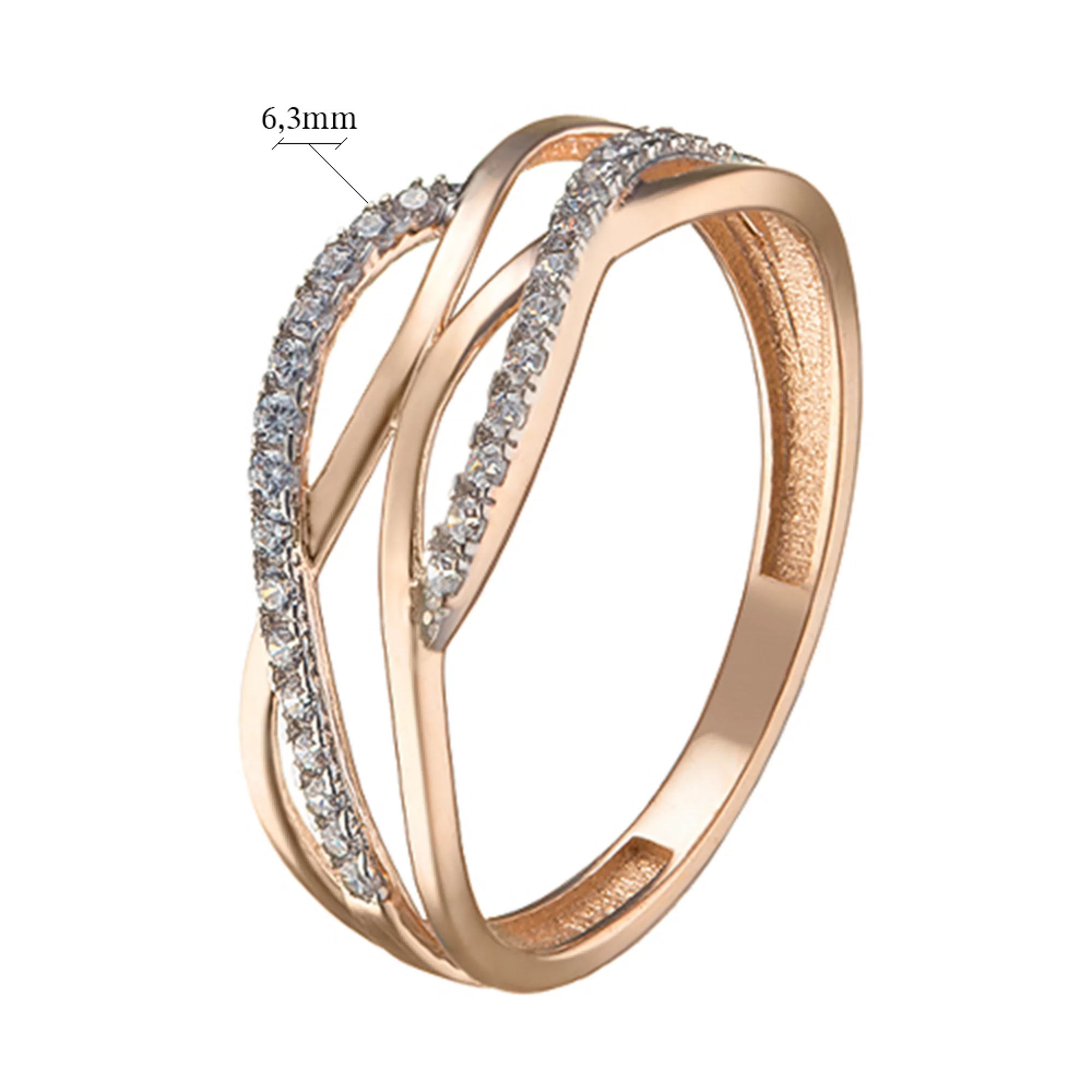 Золотое кольцо с фианитом - 521635 – изображение 2