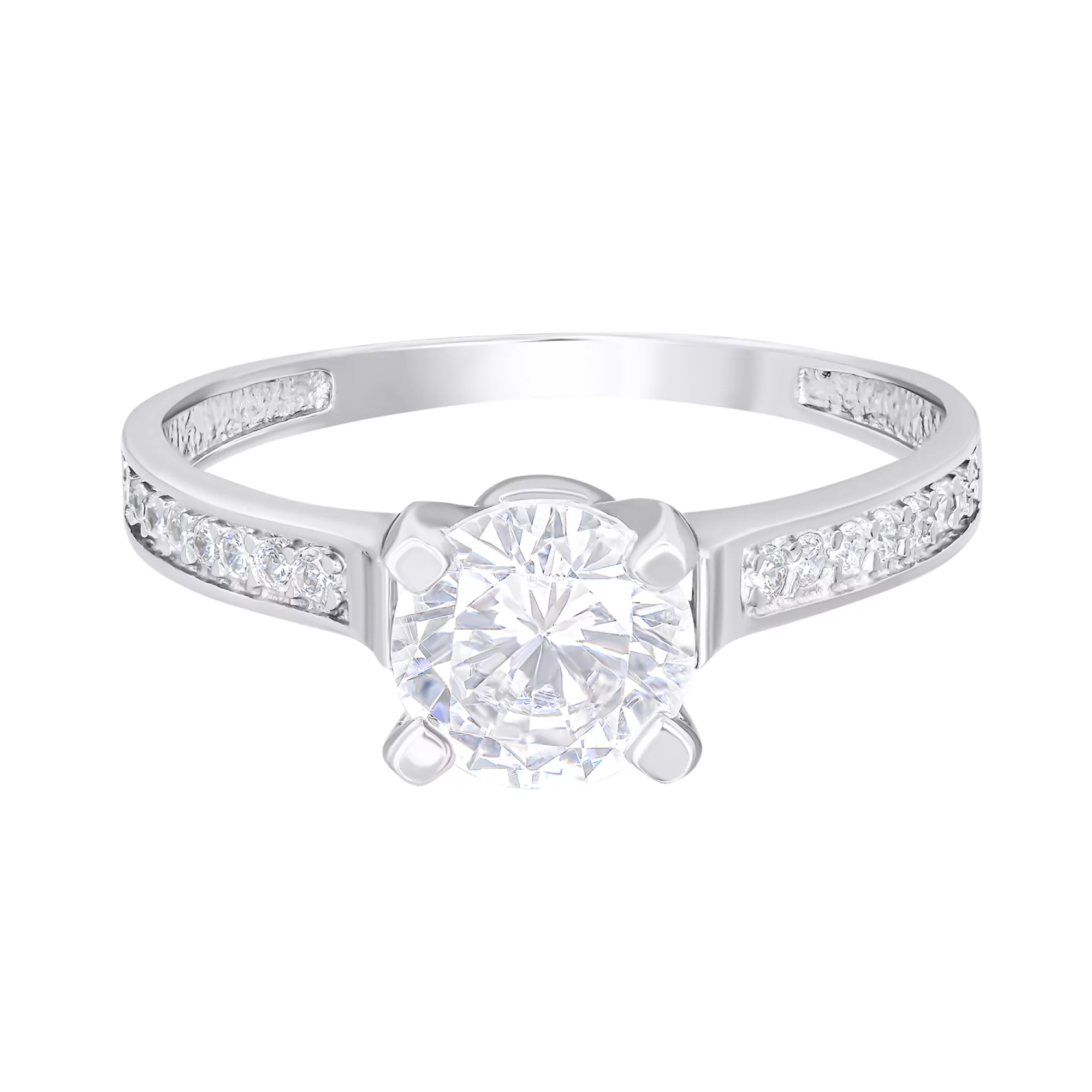 Серебряное помолвочное кольцо с фианитами - 1535081 – изображение 2