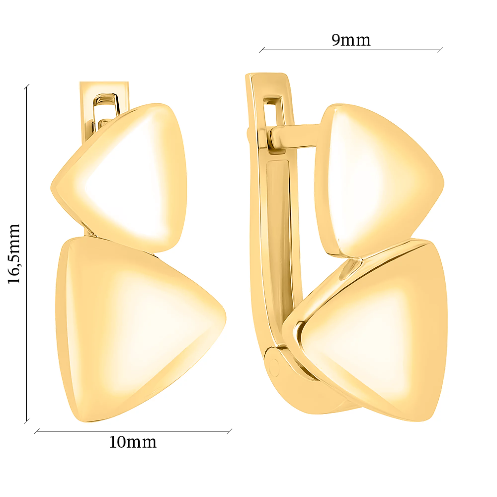 Сережки у формі трикутників із жовтого золота - 969474 – зображення 5