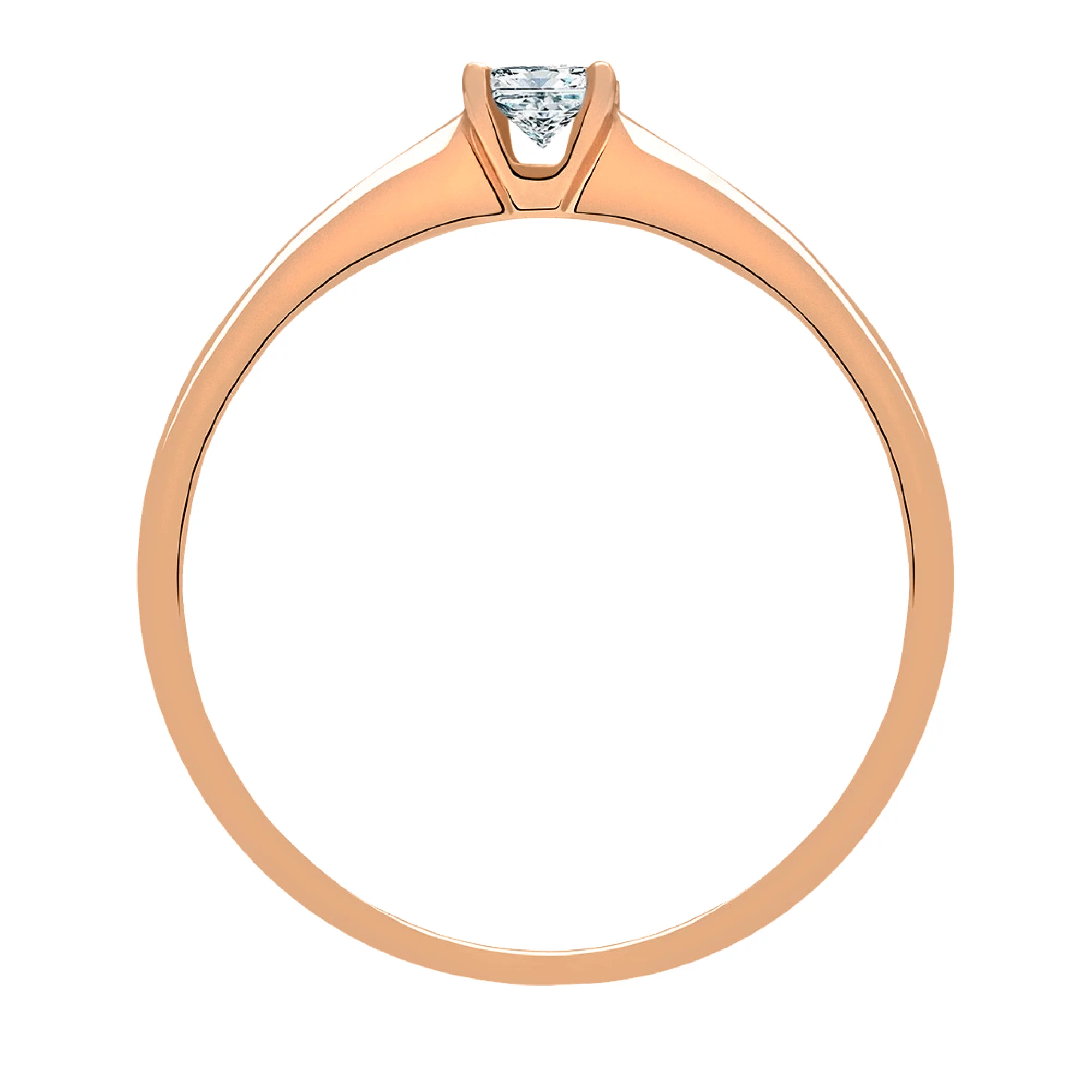 Кольцо из красного золота с бриллиантом - 1426055 – изображение 2