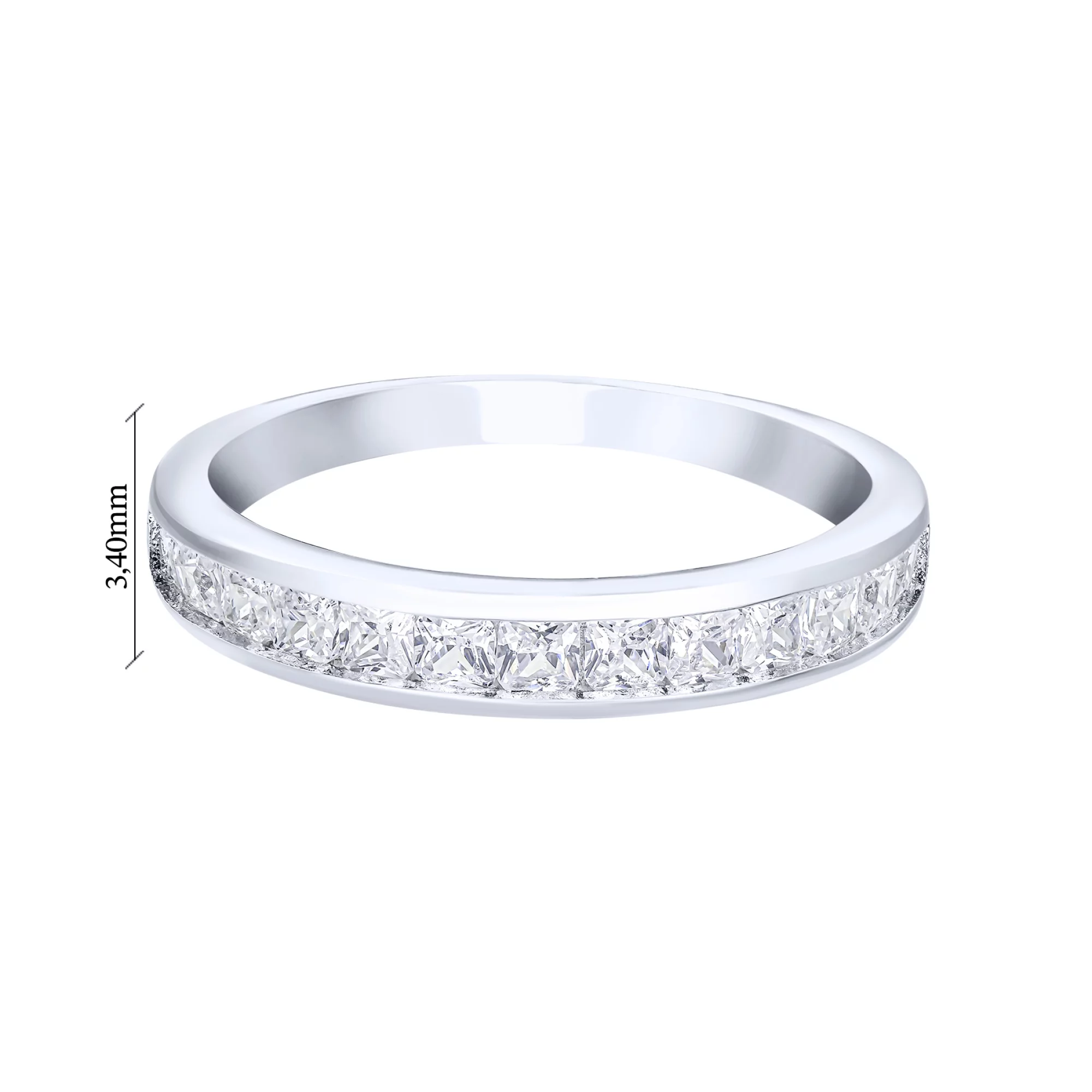 Серебряное кольцо с дорожкой из фианитов - 1572355 – изображение 3