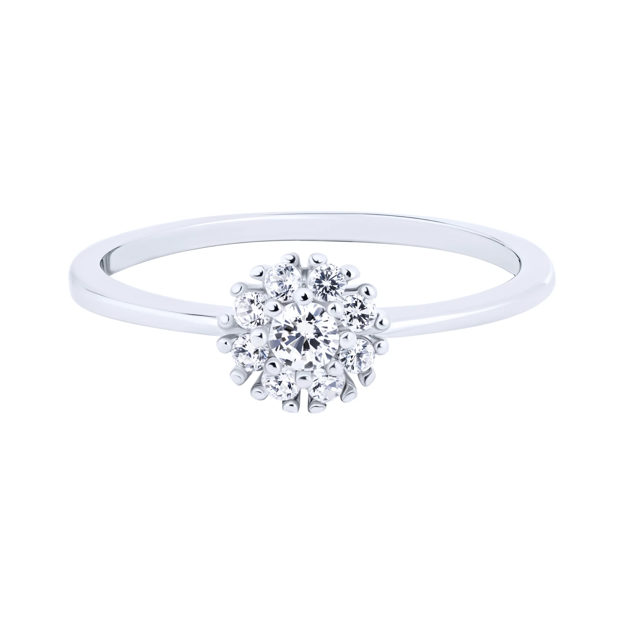 Кольцо из серебра "Цветок" с фианитами - 2122965 - 2