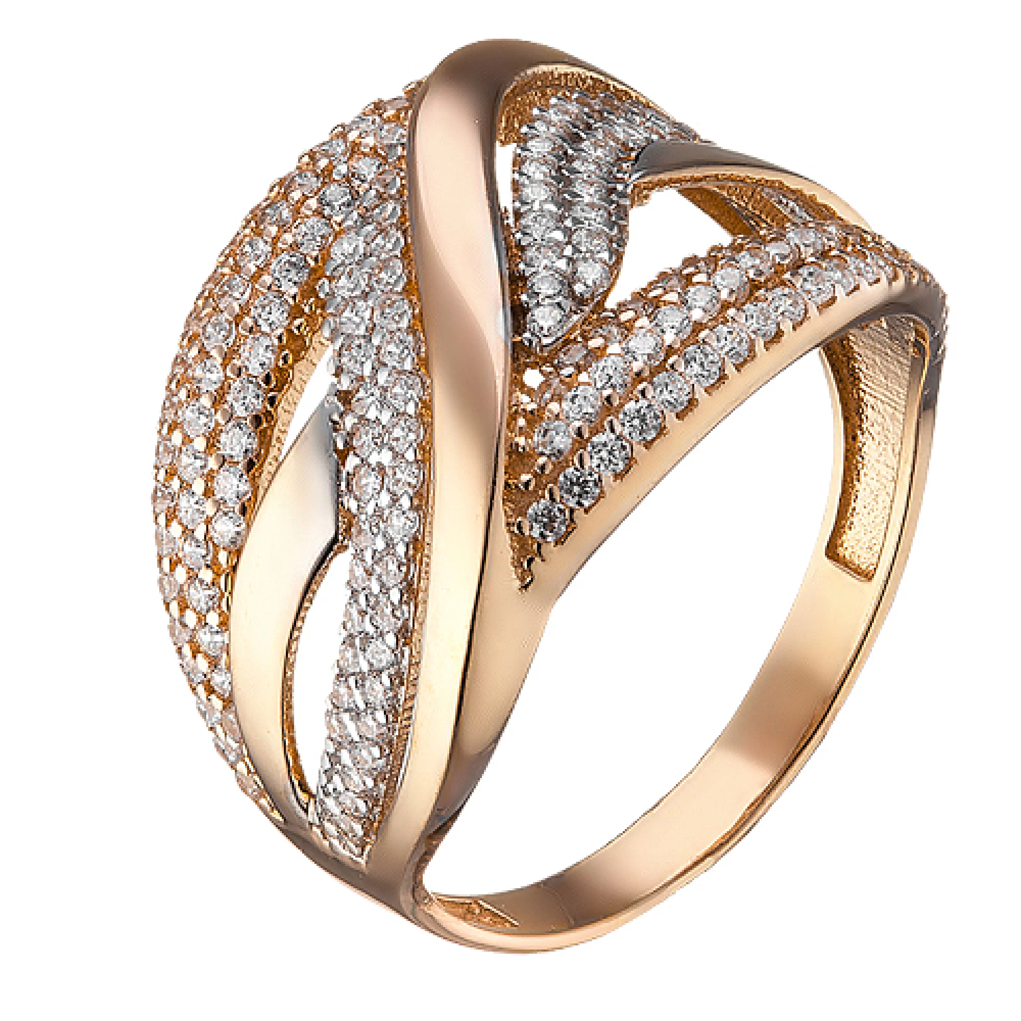 Золотое кольцо с фианитом - 521626 – изображение 1