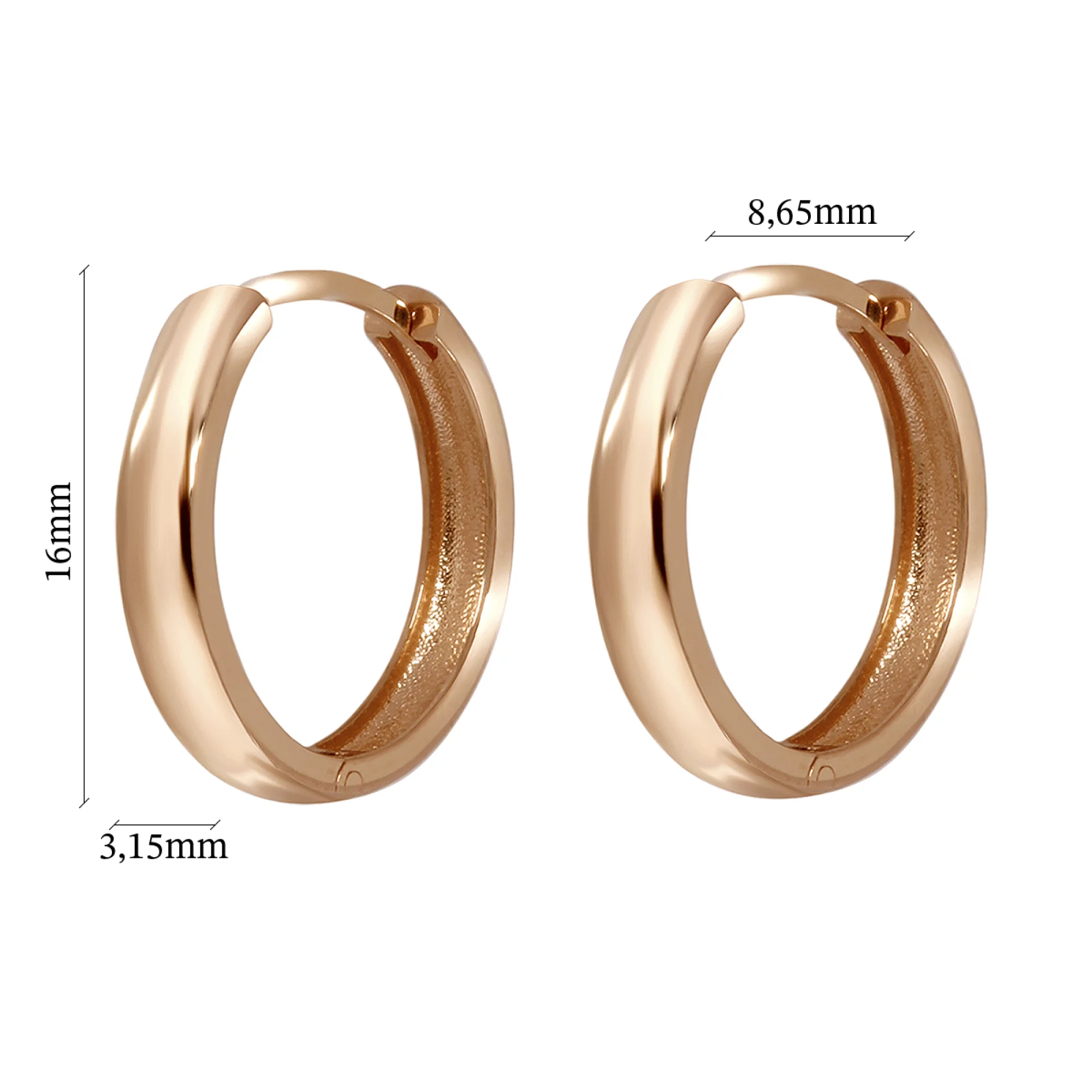 Сережки-кольца из красного золота - 968232 – изображение 2