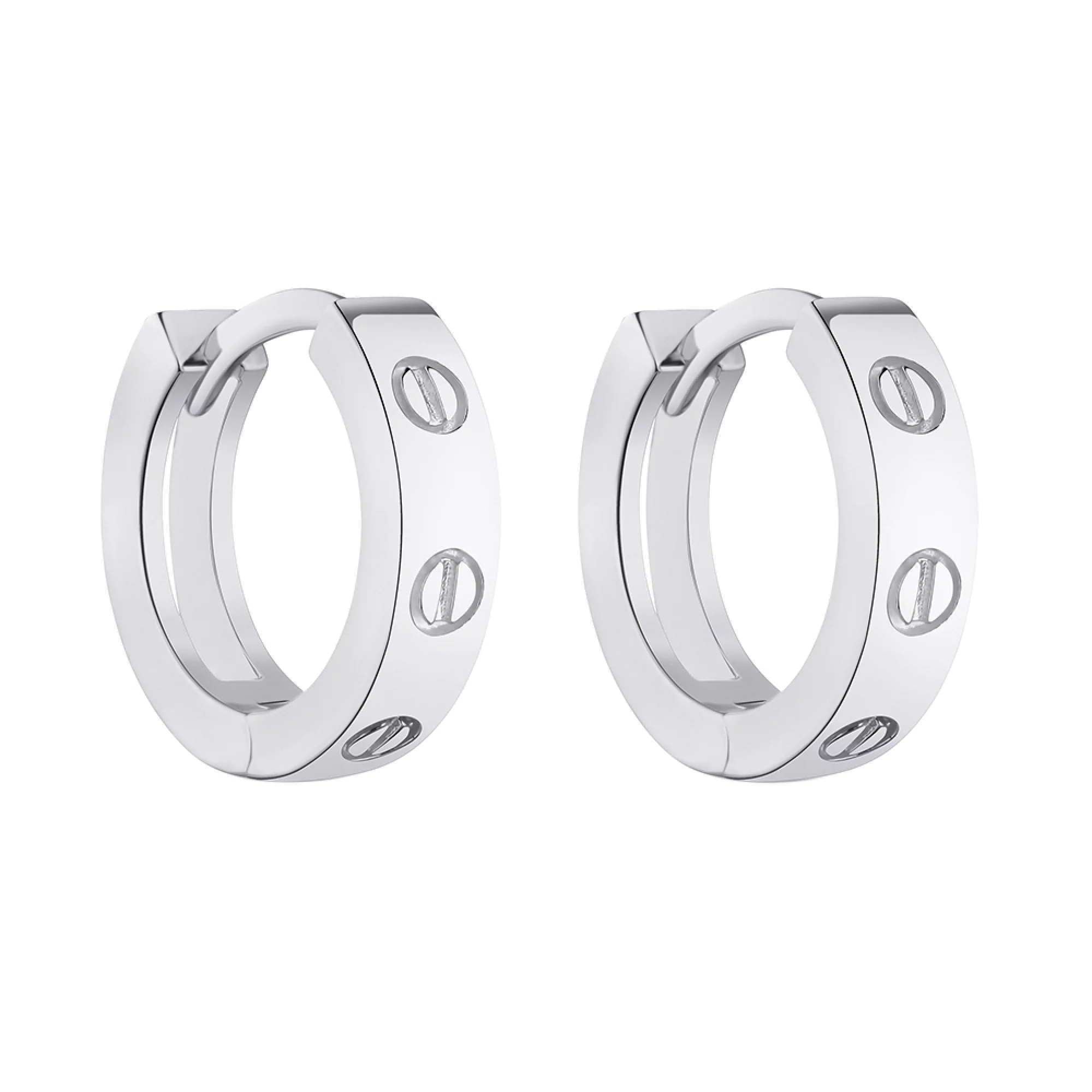 Сережки-кільця зі срібла "Love" - 1502360 – зображення 1
