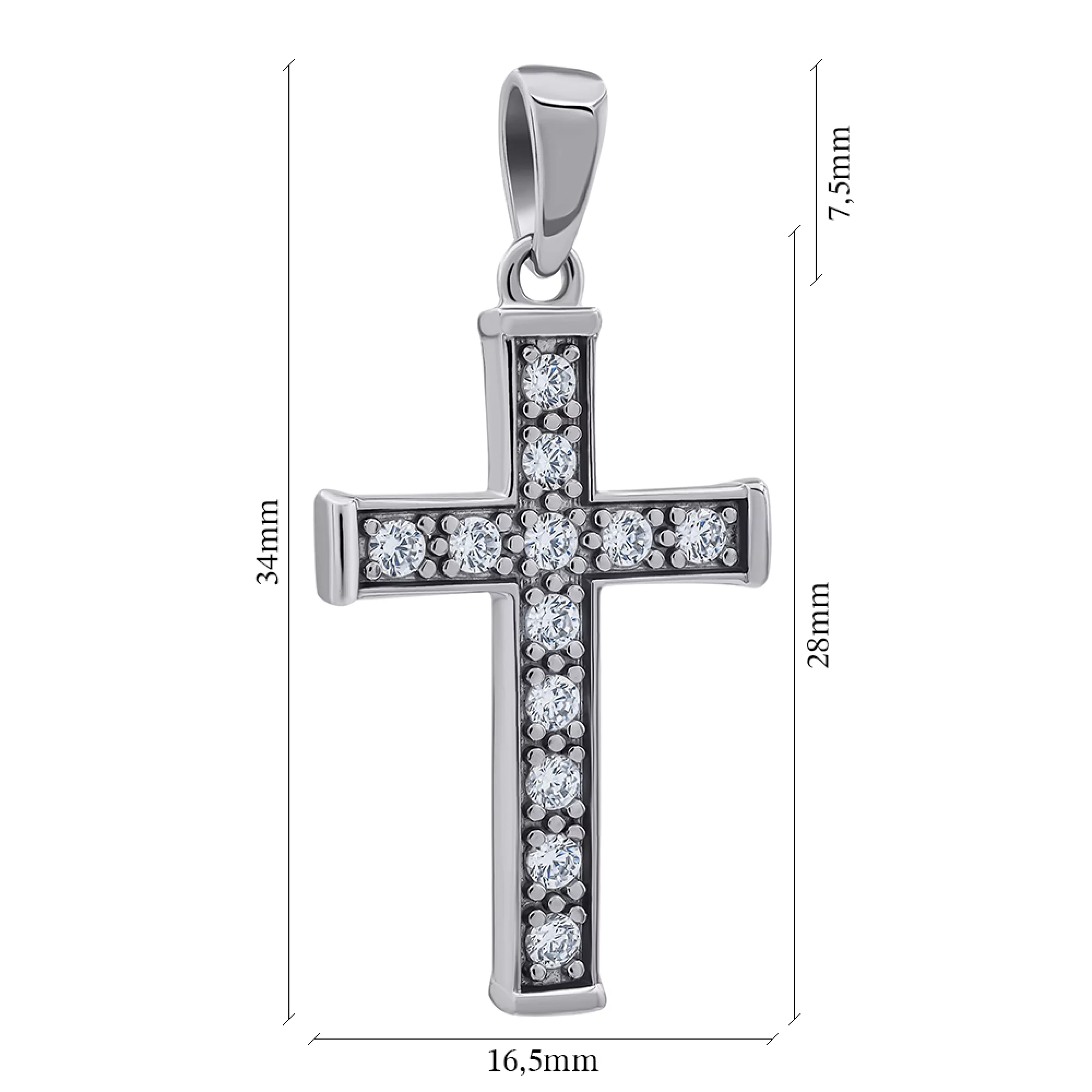 Крестик серебряный с фианитом - 1265183 – изображение 2