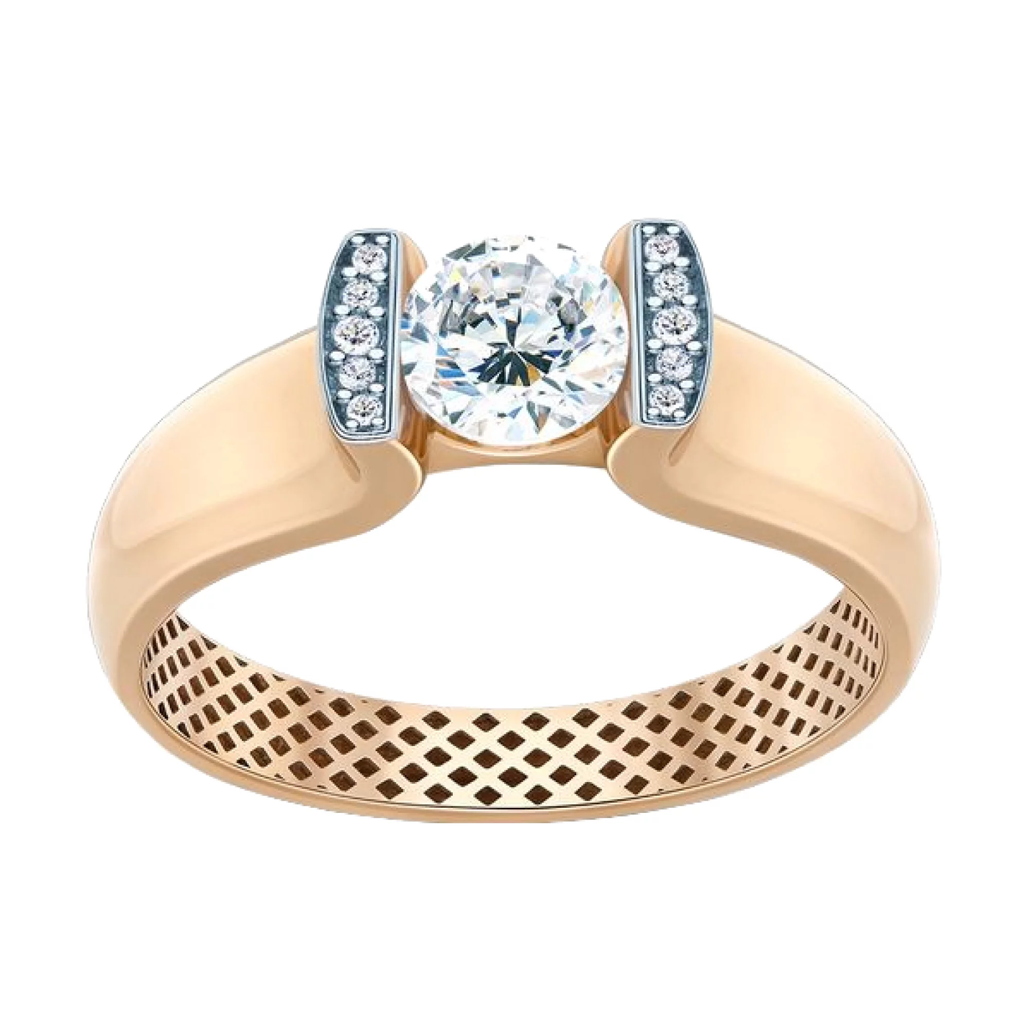 Золотое кольцо с фианитом - 482871 – изображение 1