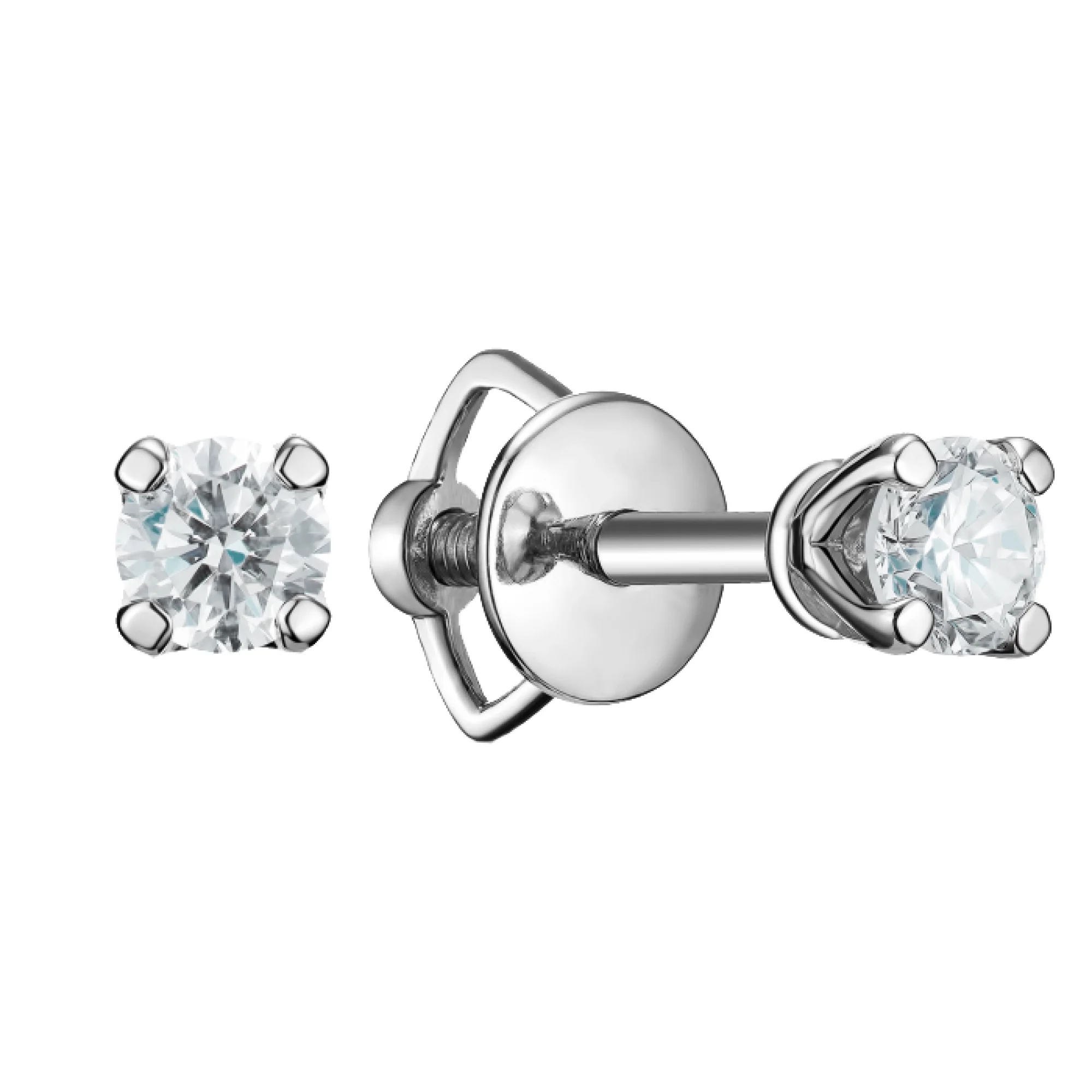 Сережки-гвоздики из белого золота с бриллиантами - 772039 - 1