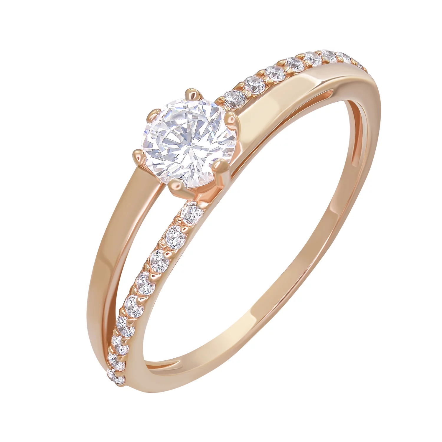 Кольцо для помолвки из красного золота с фианитом. Артикул 113231: цена, отзывы, фото – купить в интернет-магазине AURUM
