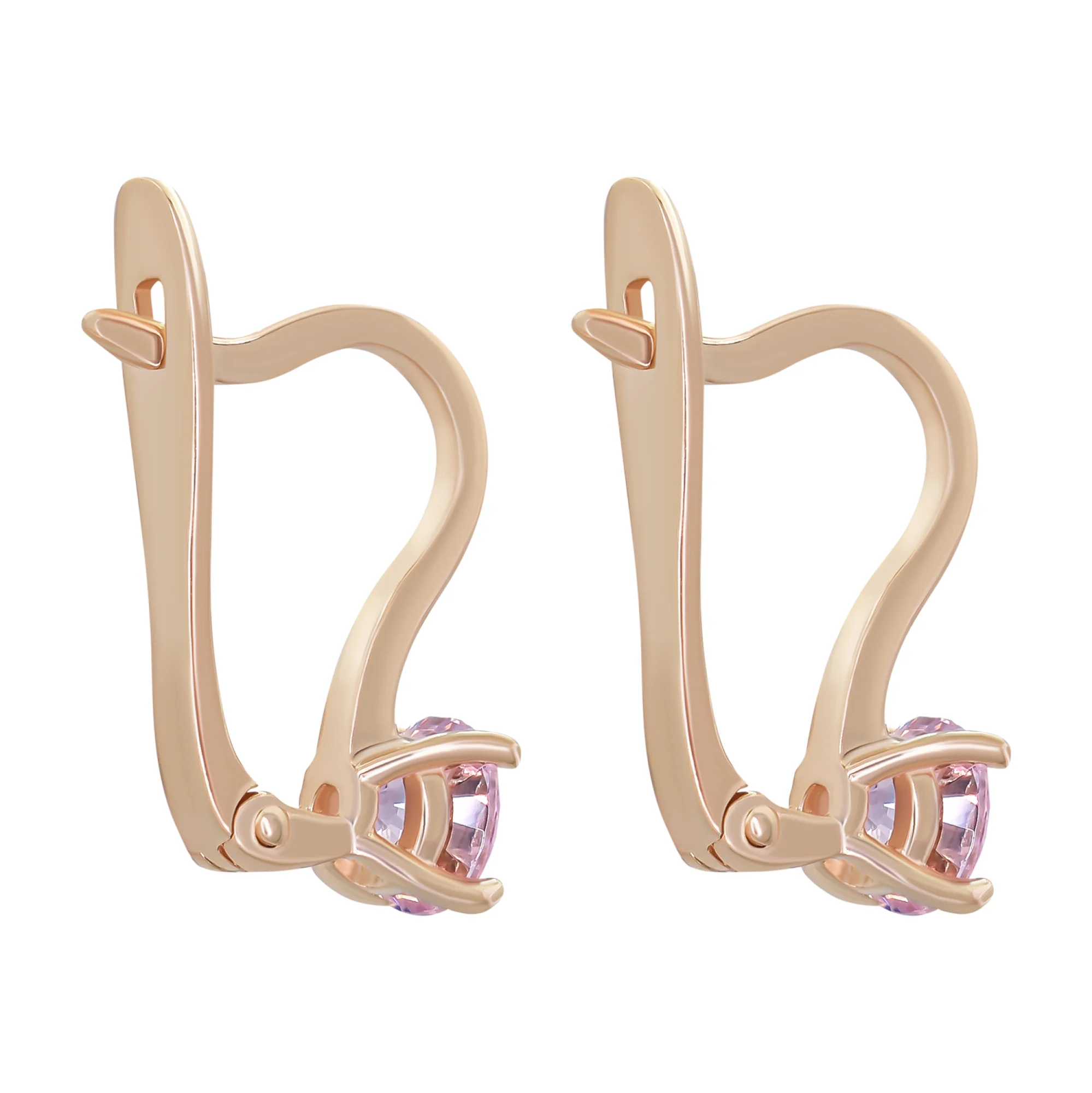 Сережки из красного золота с фианитом - 965289 - 2