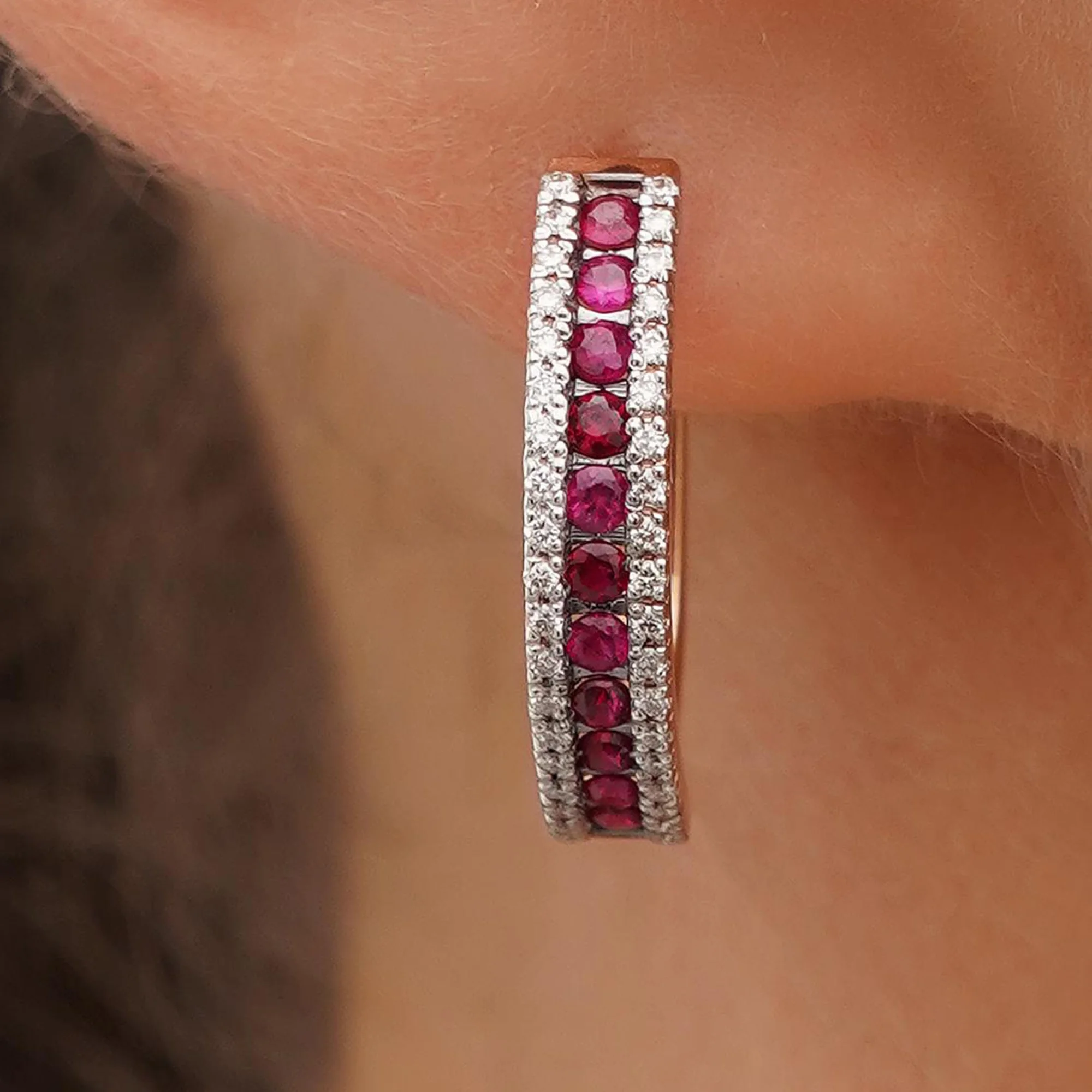 Сережки с рубинами и бриллиантами из комбинированного золота - 1748416 - 1