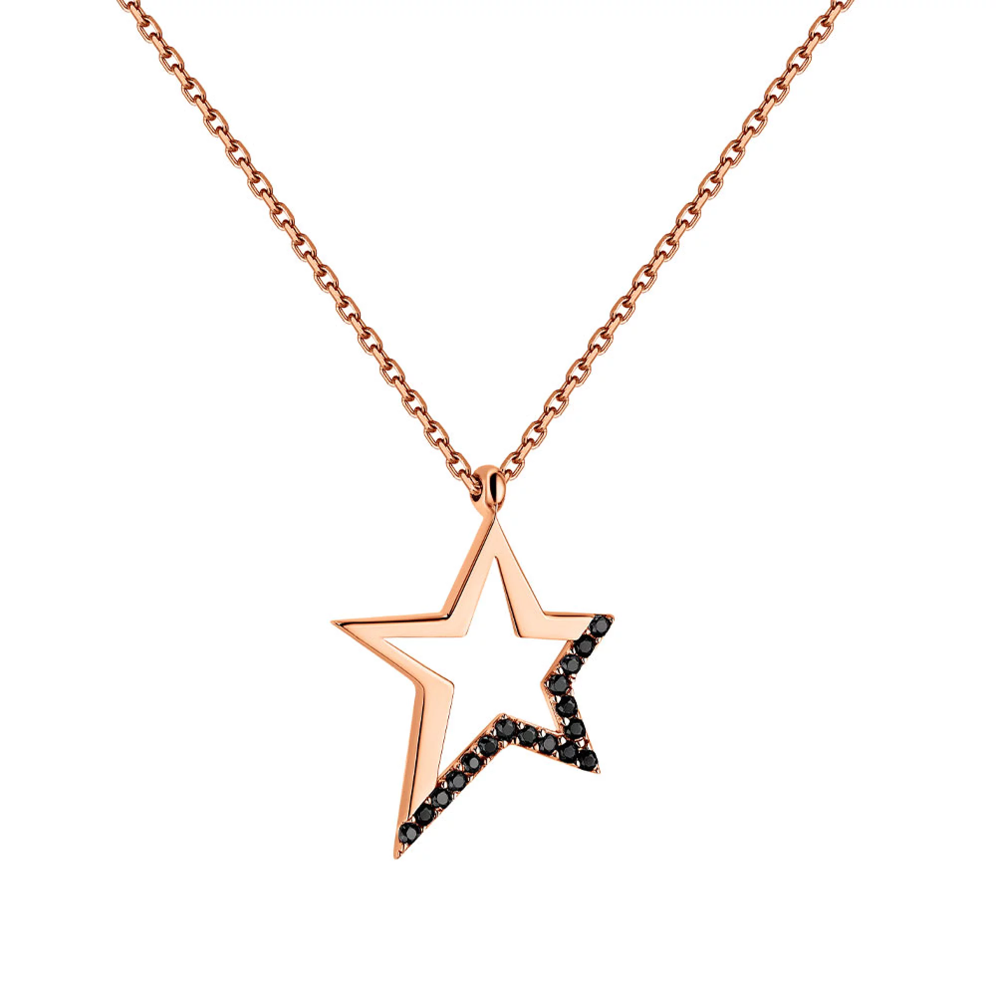 Цепочка золотая с подвеской "Звезда" и фианитами плетение якорь - 1516457 – изображение 1