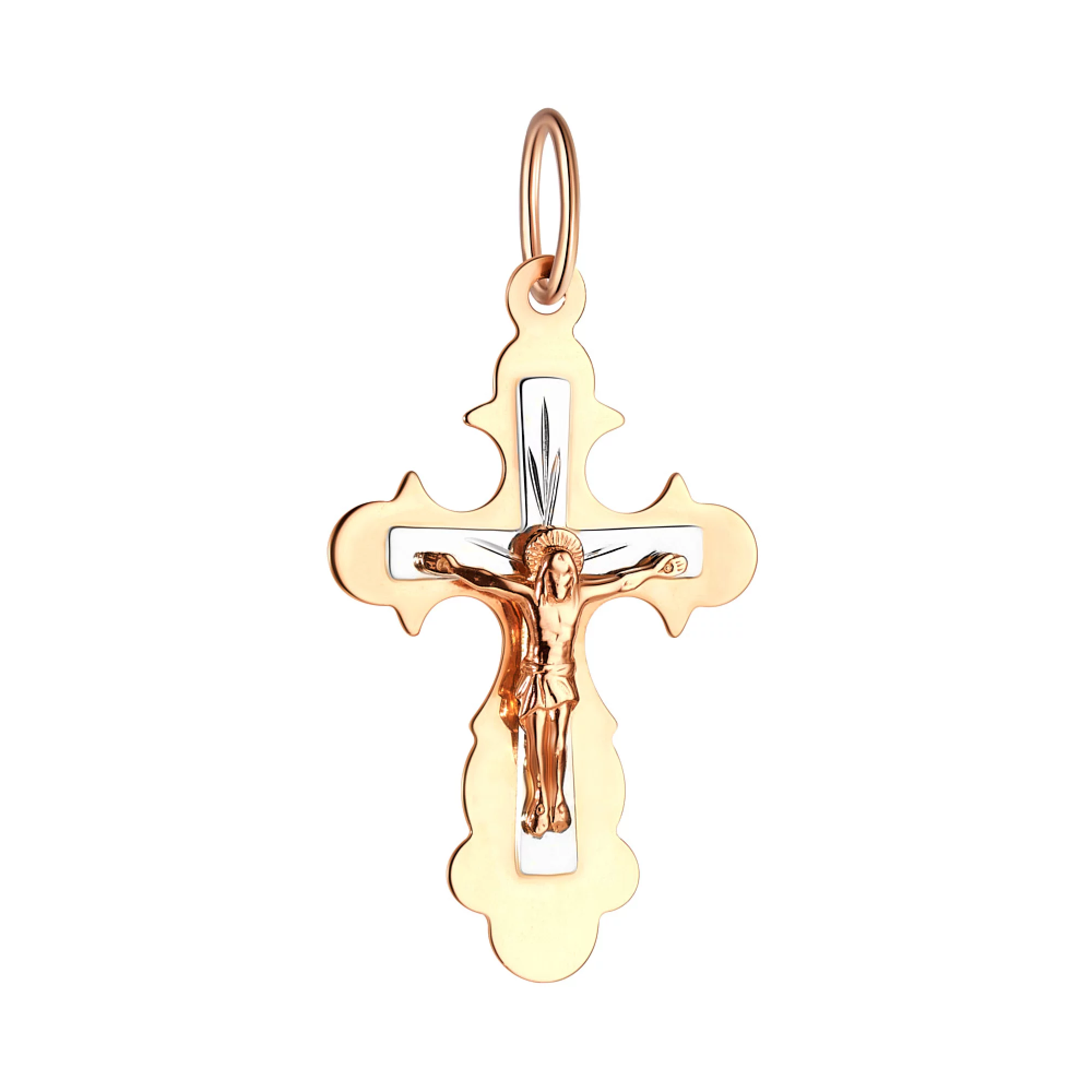 Крестик из комбинированого золота - 967227 – изображение 1