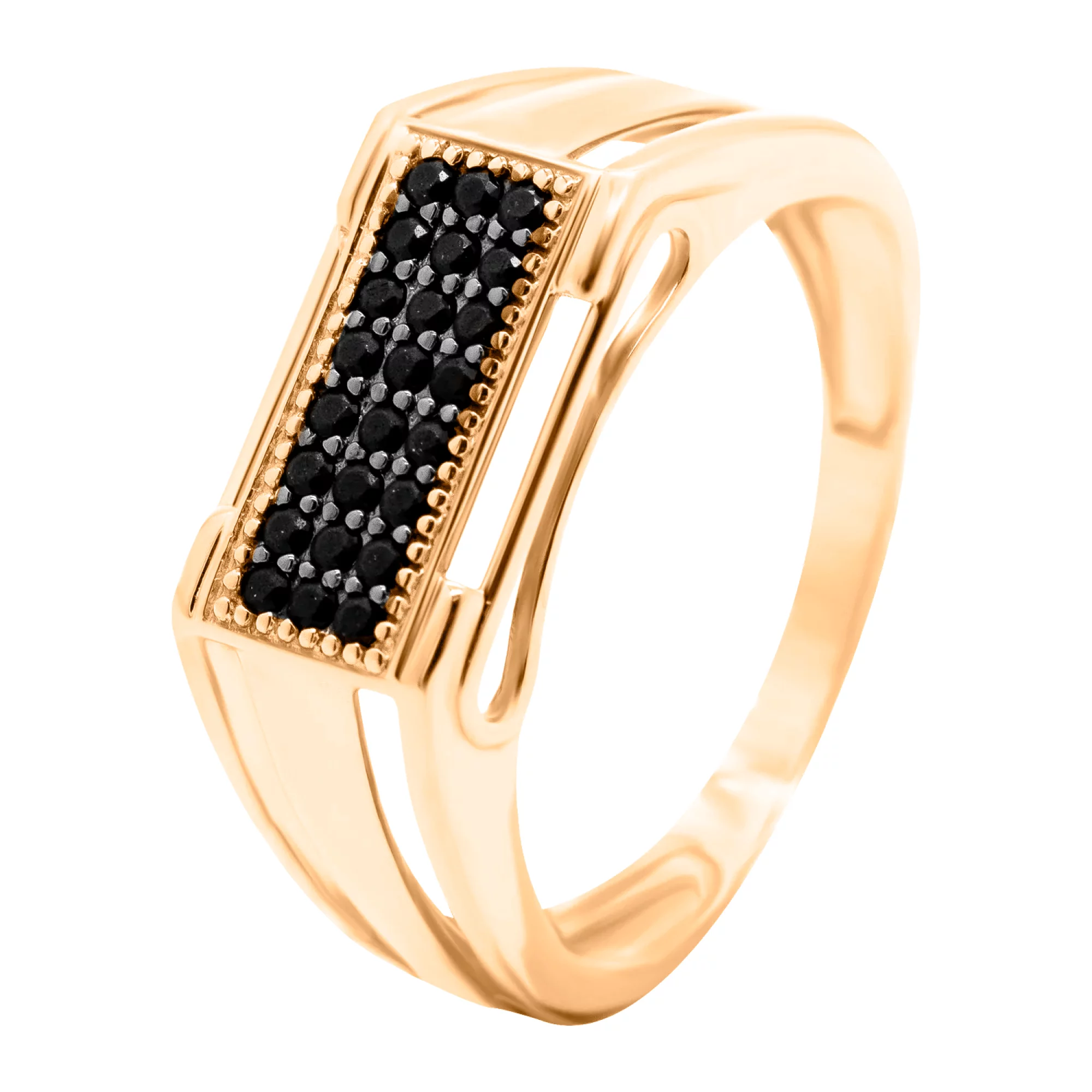Перстень из красного золота с фианитом - 937872 – изображение 1