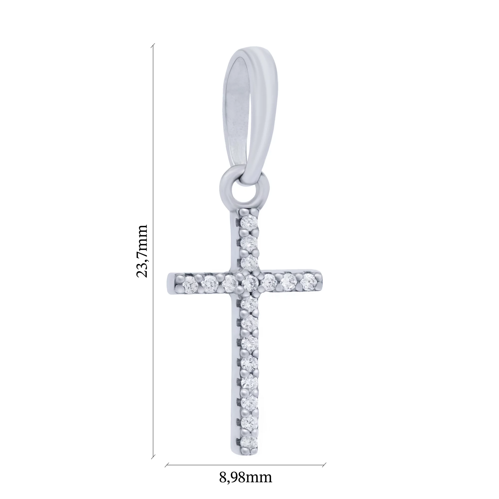 Срібний хрестик з доріжкою фіанітів - 1684967 – зображення 2
