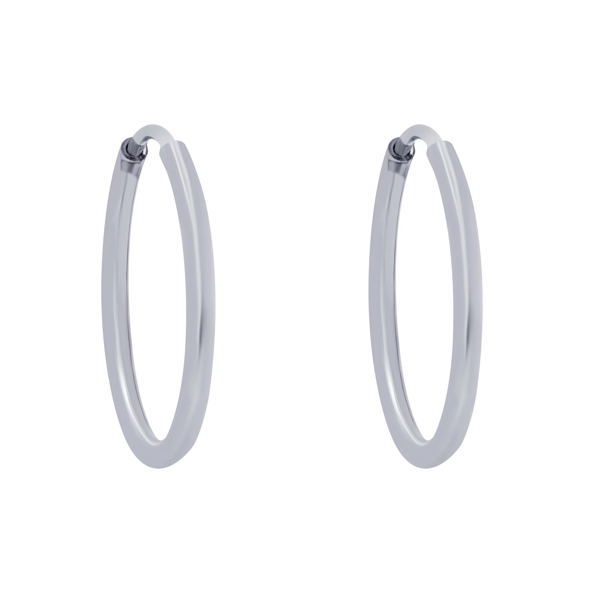 Серебряные серьги-кольца с родированием - 1663845 – изображение 1